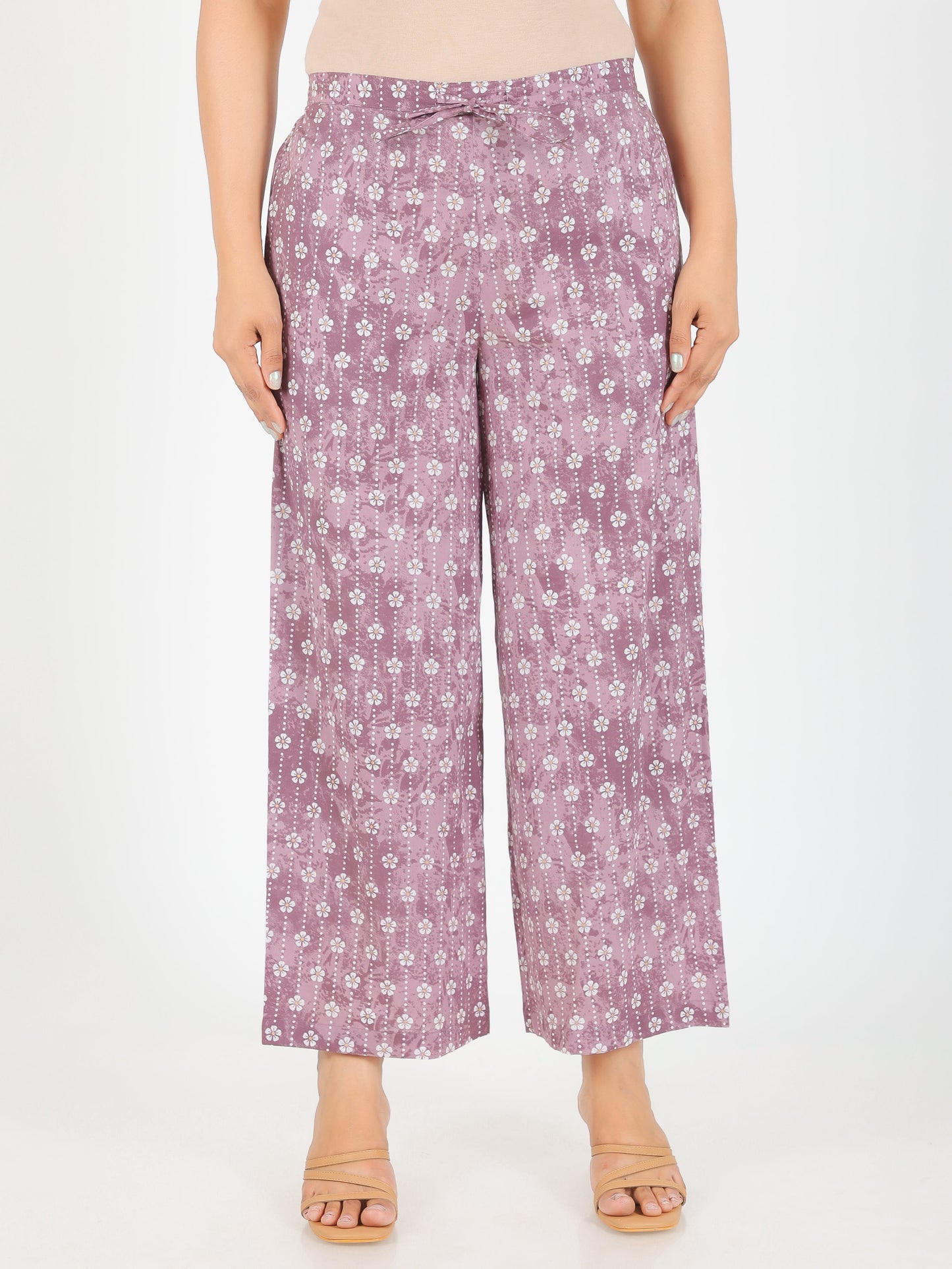 Soft Cotton Gold Foil Mauve Palazzo