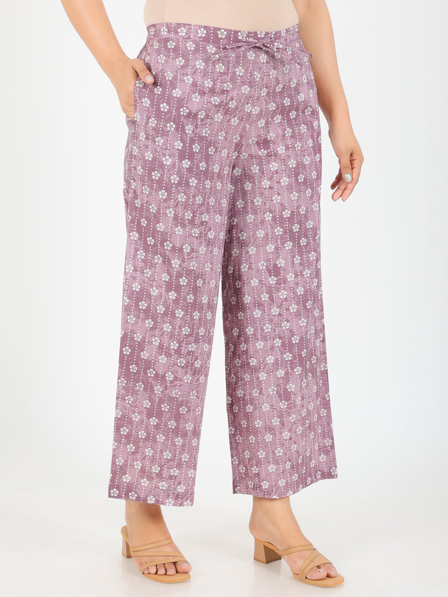 Soft Cotton Gold Foil Mauve Palazzo