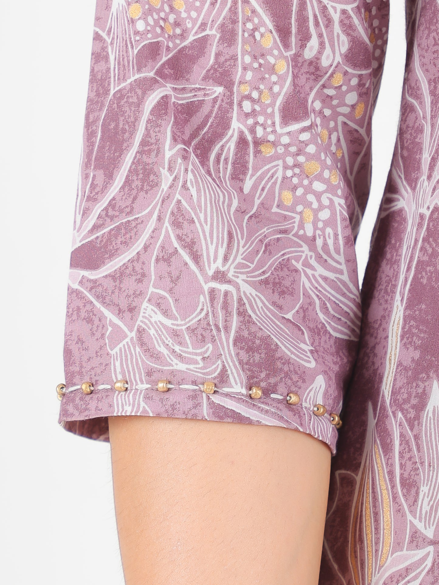 Soft Cotton Floral A-line Purple Kurta