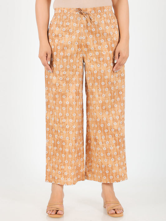Soft Cotton Floral Brown Palazzo