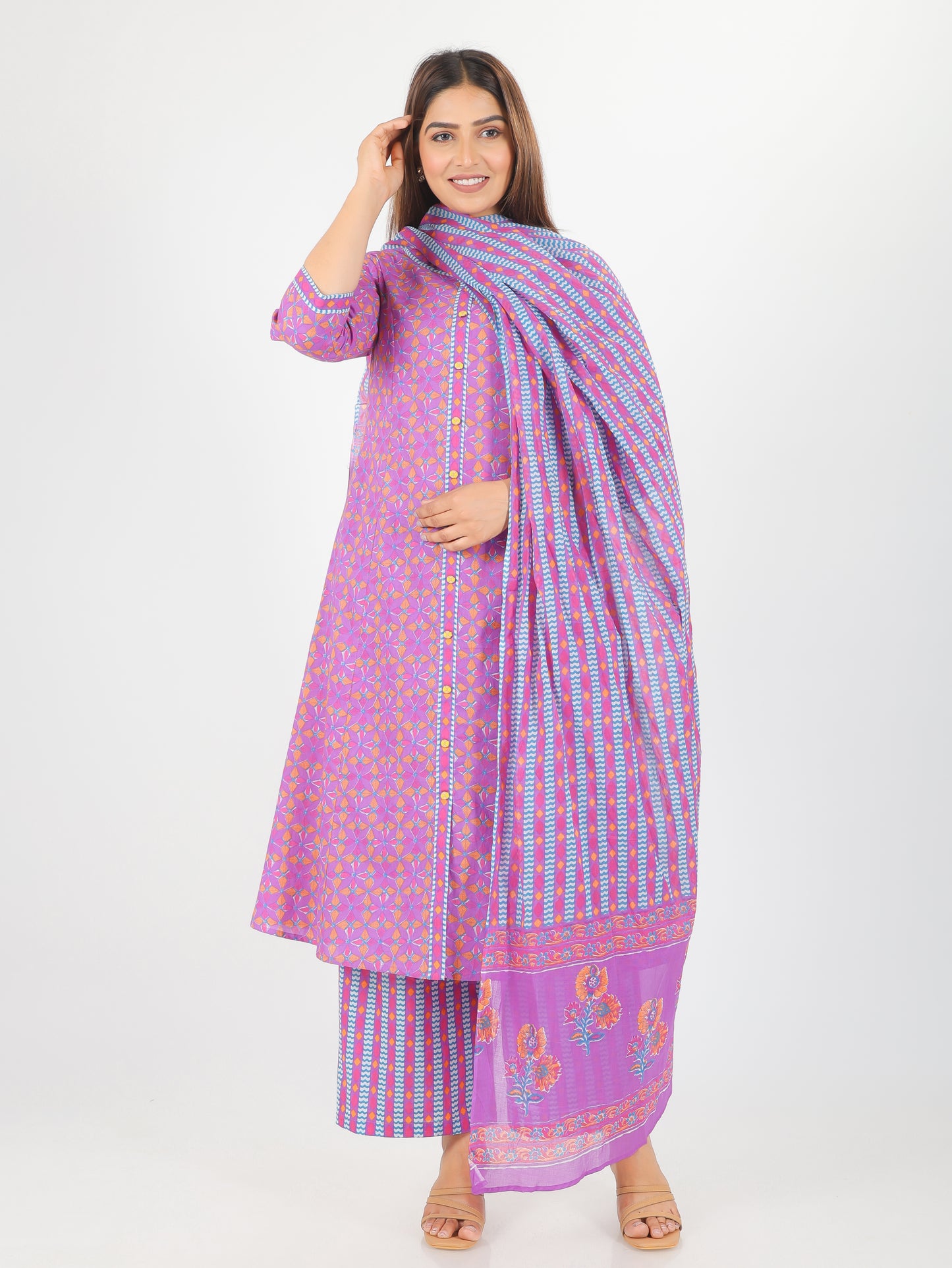 Voile Cotton Striped Dupatta