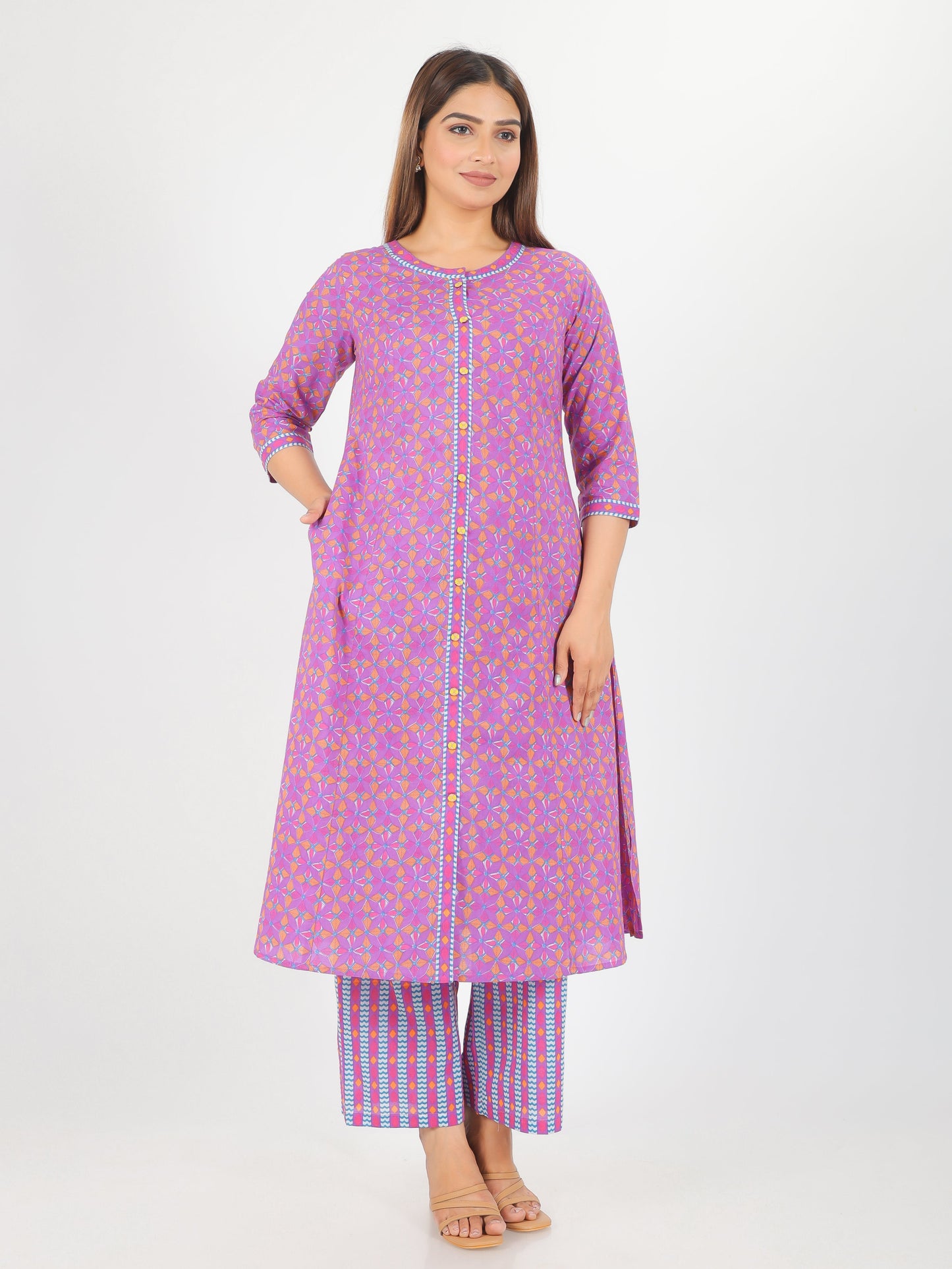 Soft Cotton Geometric Kurta