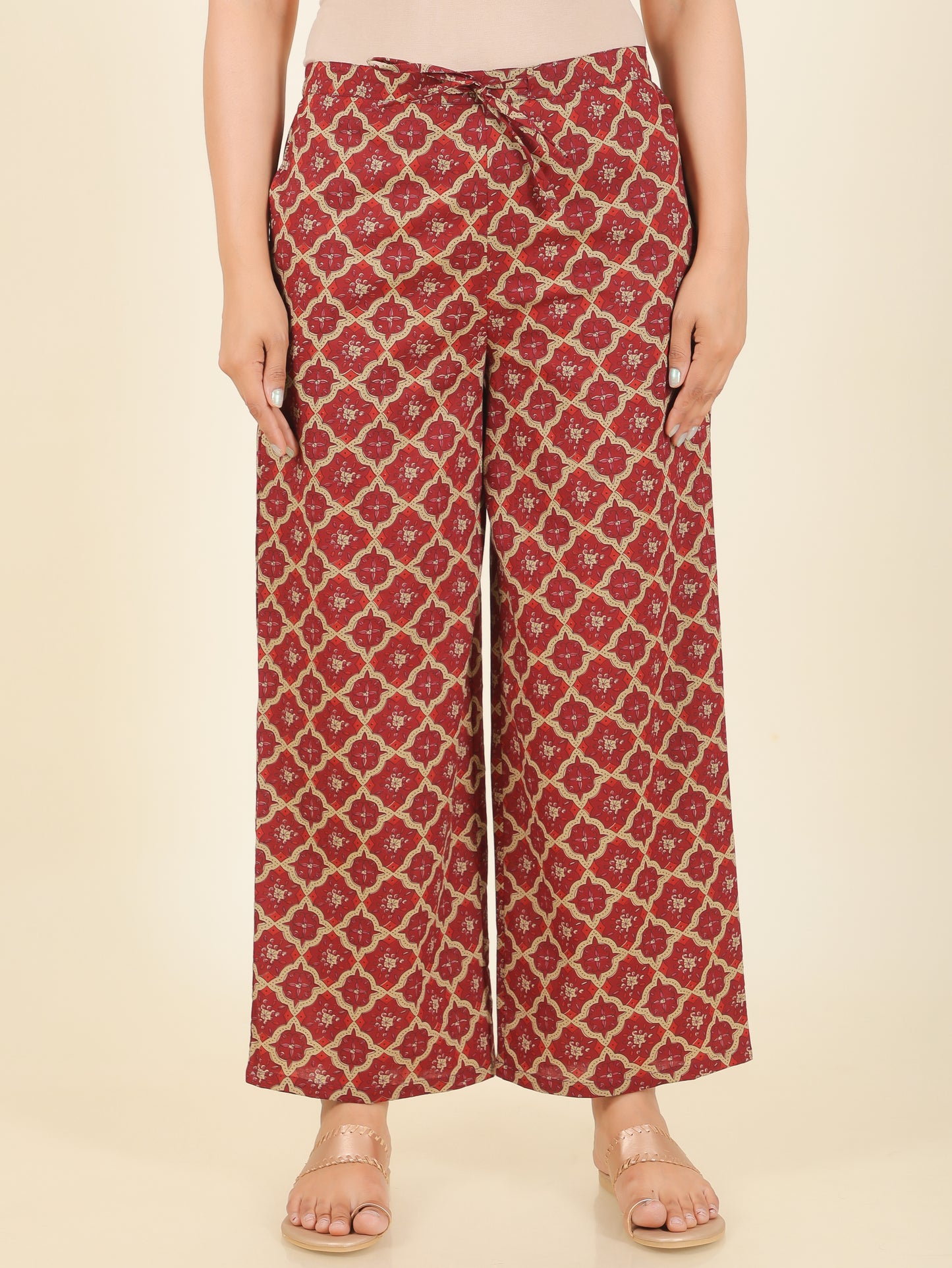 Soft Cotton Floral A-line Maroon Kurta