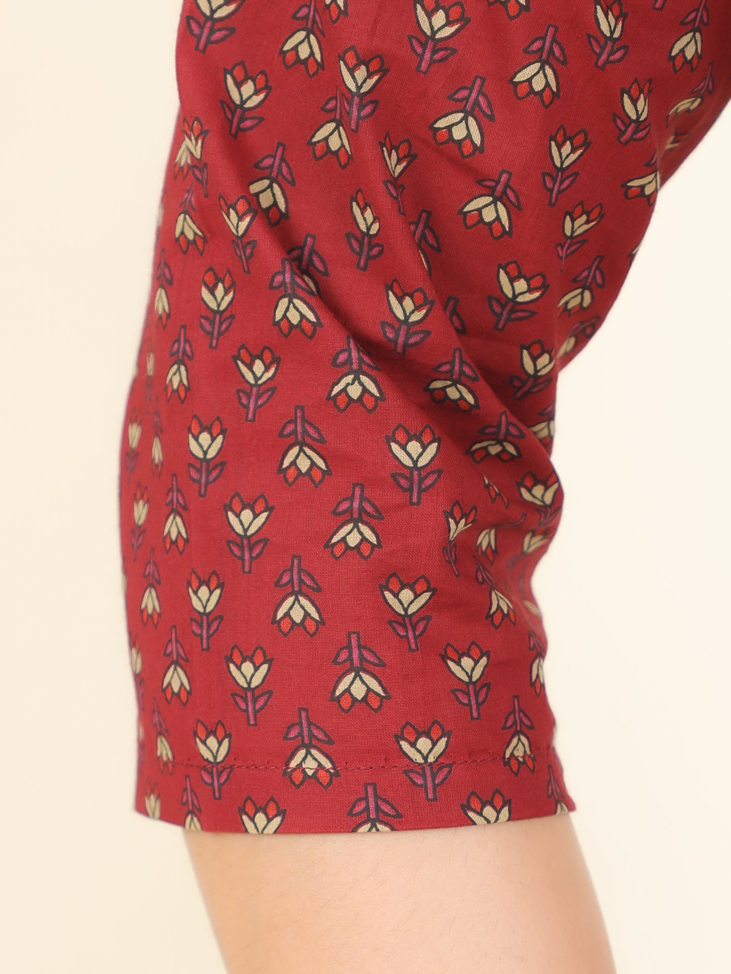 Soft Cotton Floral A-line Maroon Kurta