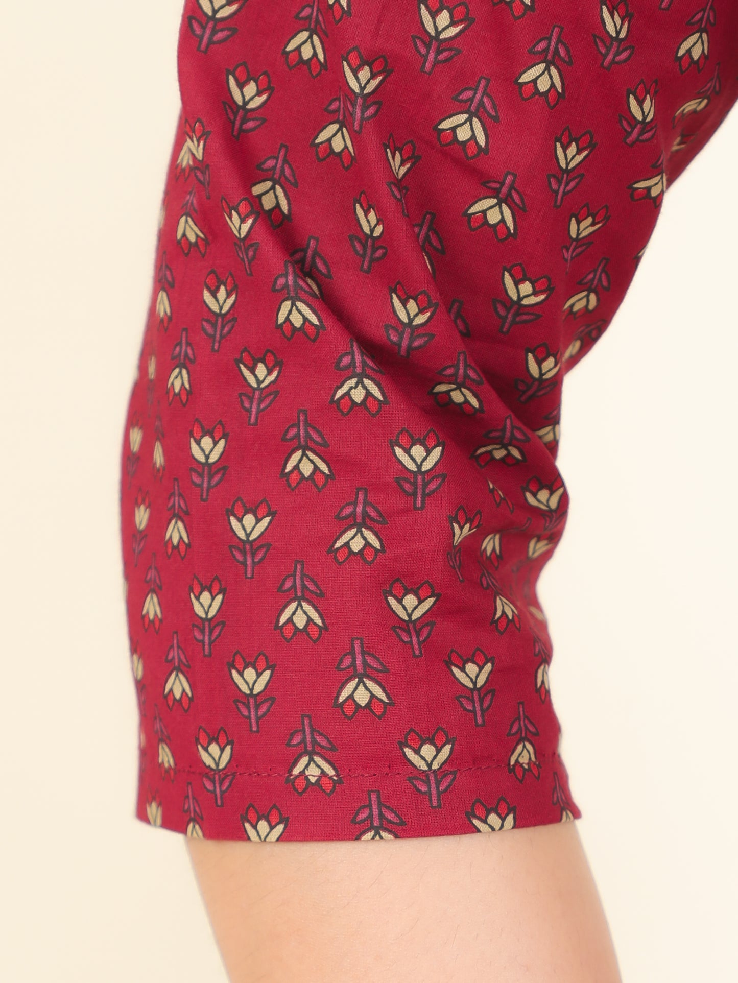 Soft Cotton Floral A-line Maroon Kurta