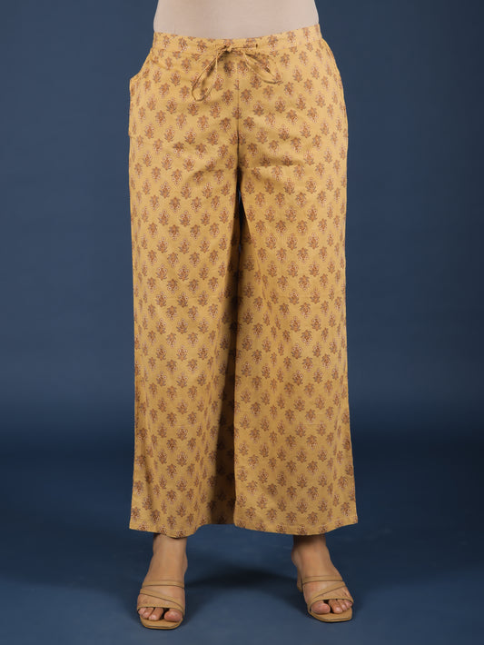 Soft Cotton Floral Yellow Palazzo