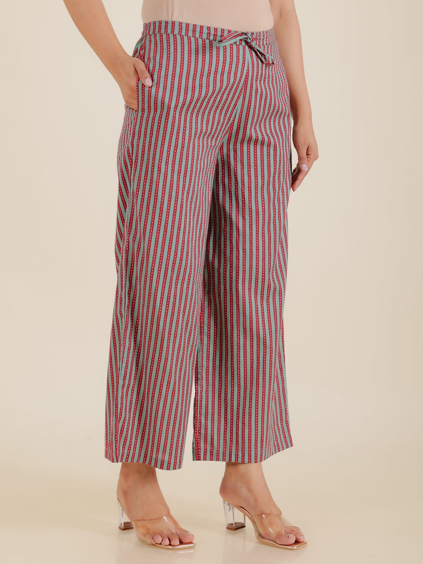 Soft Cotton Striped Palazzo