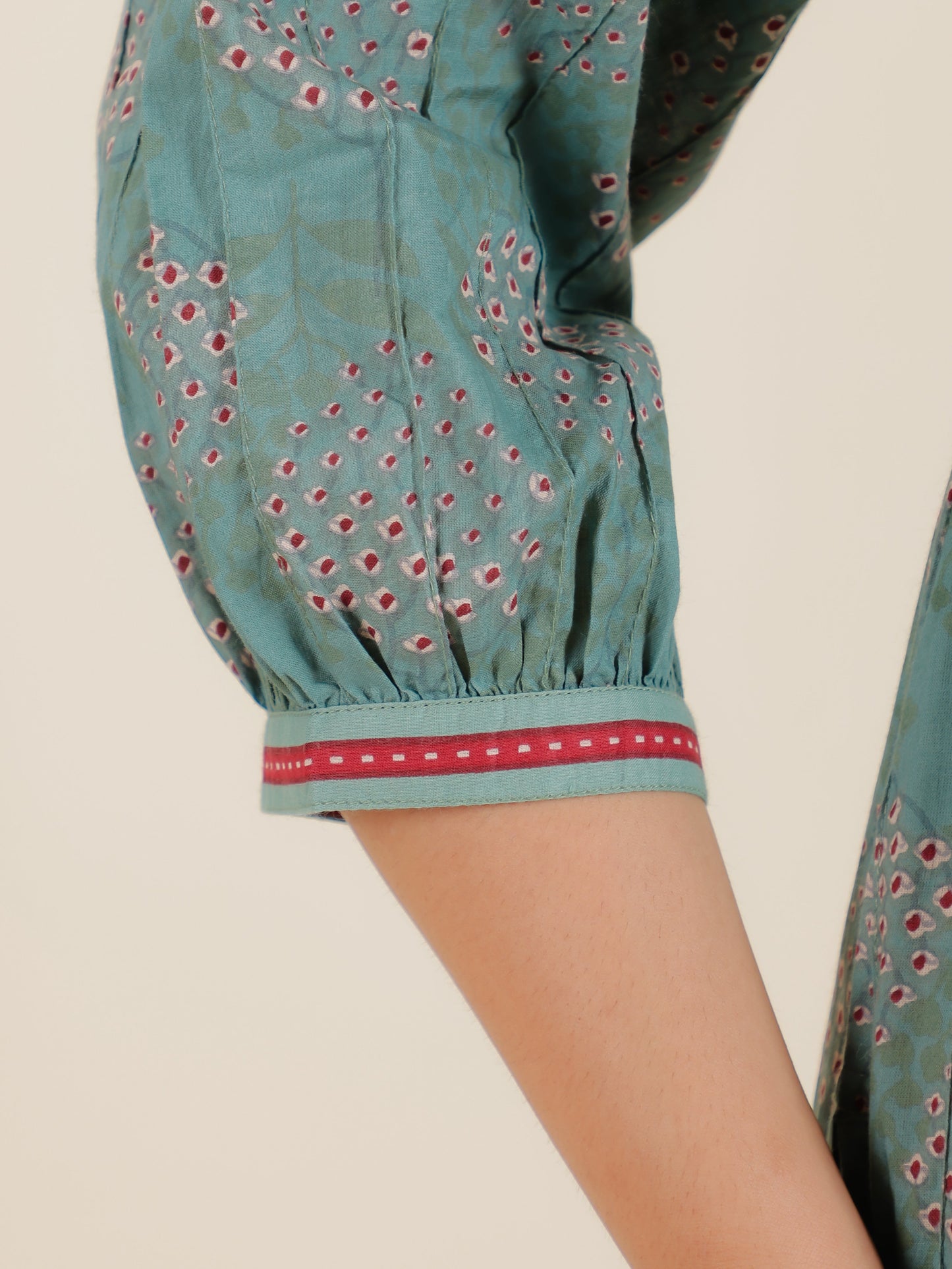 Soft Cotton Floral Straight Green Kurta