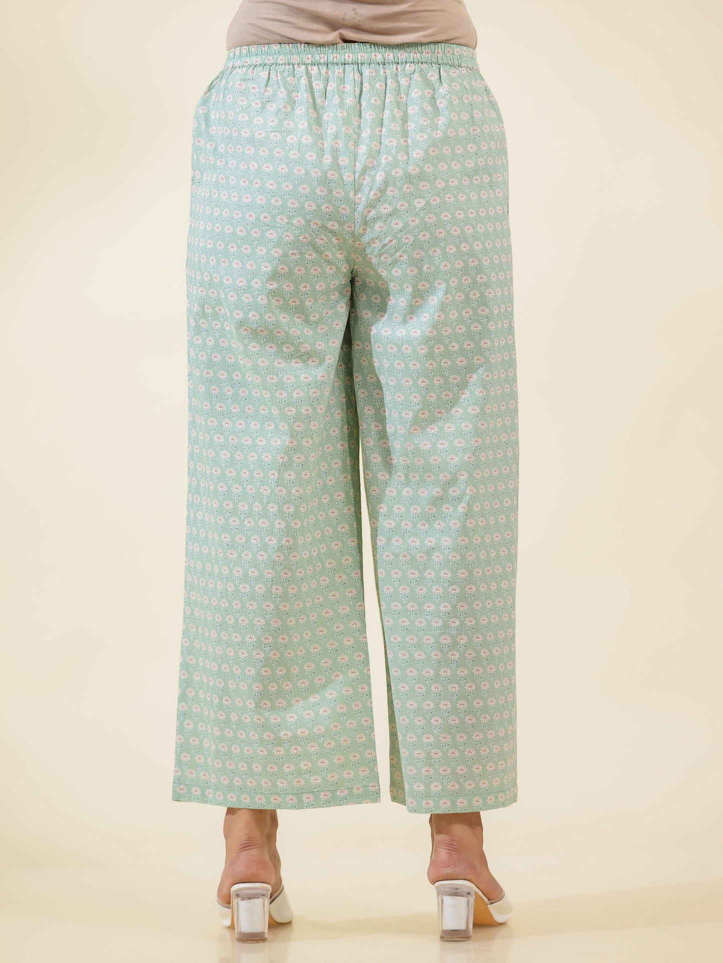 Soft Cotton Floral A-line Green Kurta