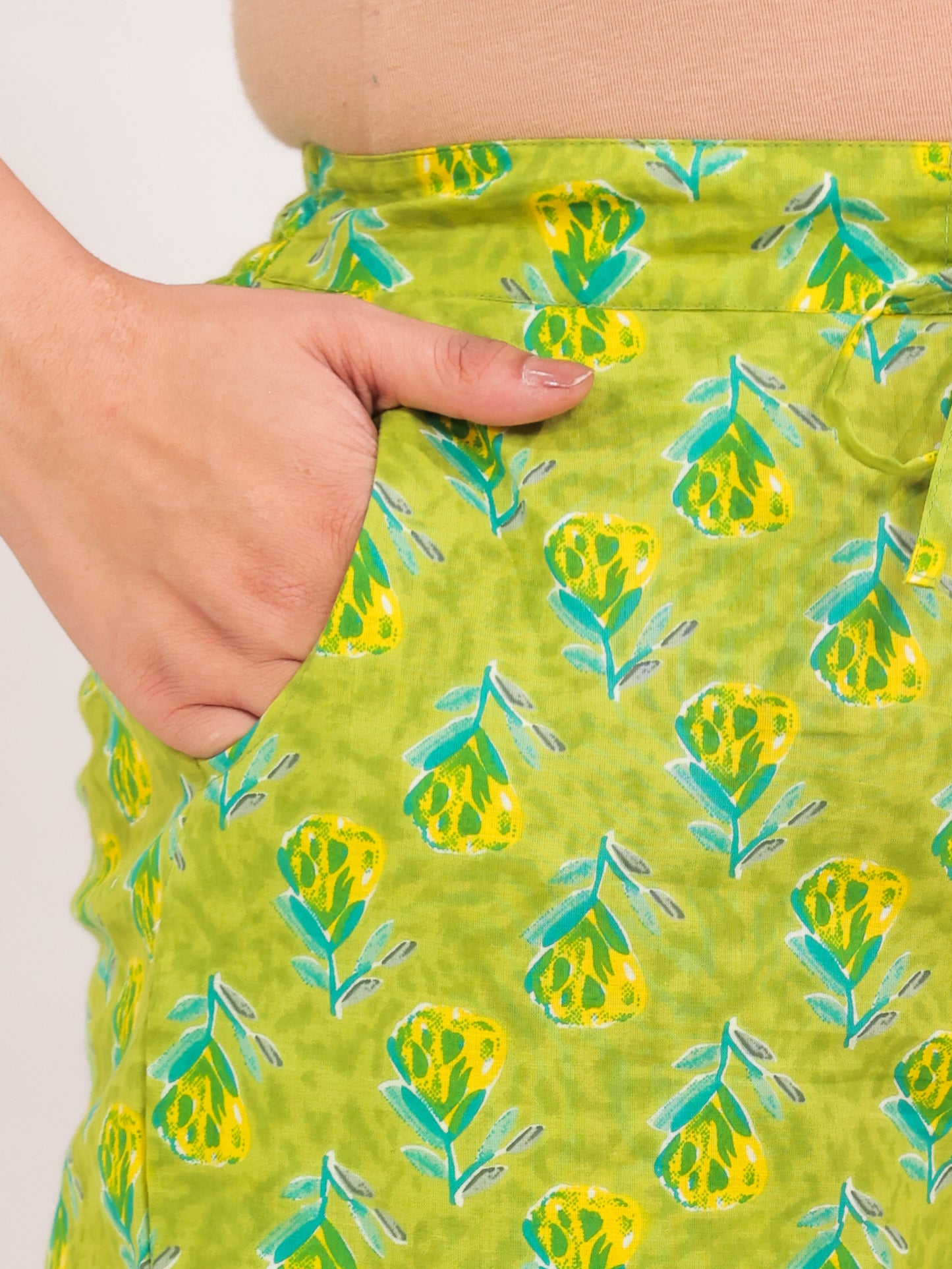 Soft Cotton Butti A-line Green Kurta