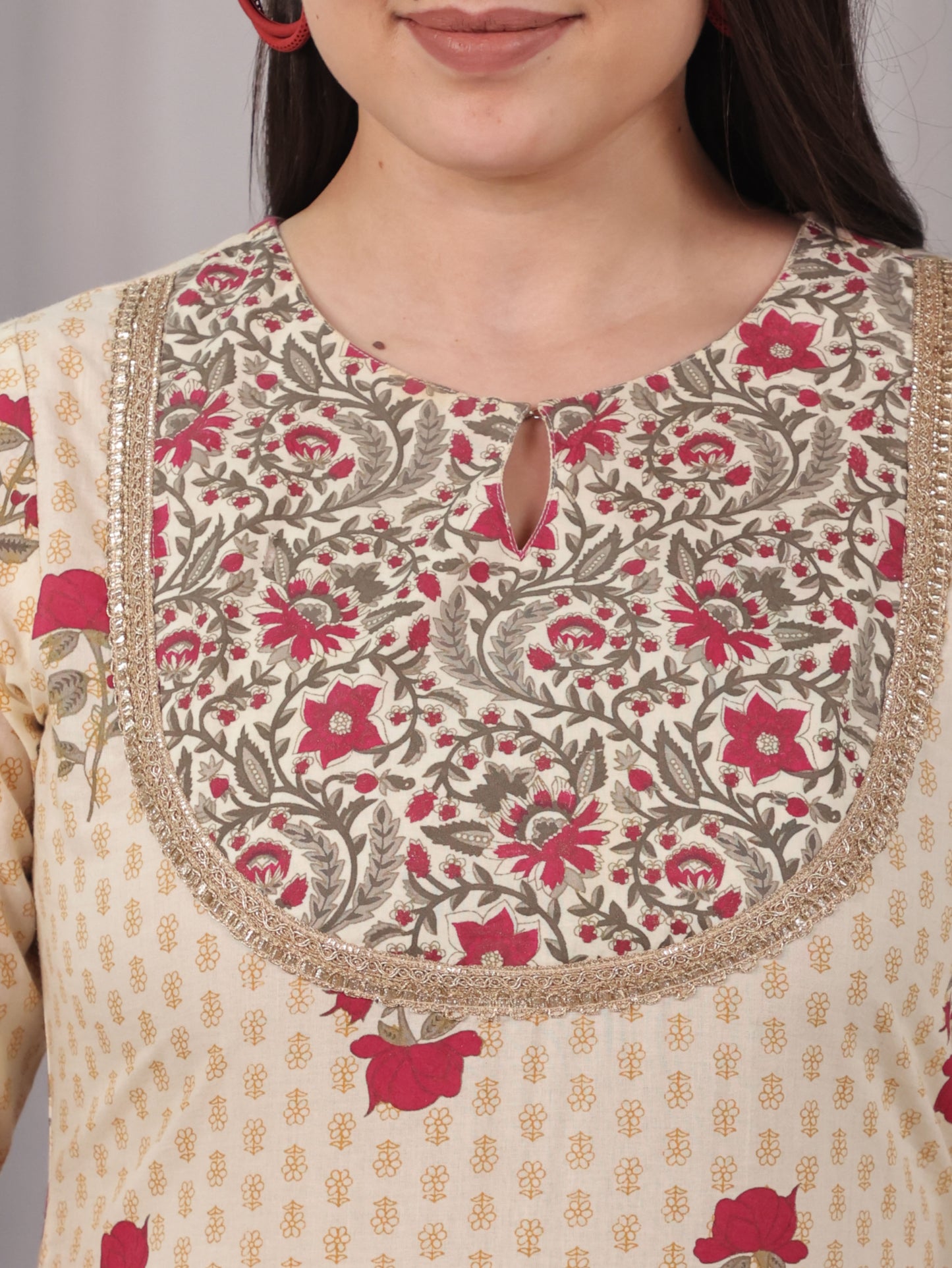 Soft Cotton Floral Straight Yellow Kurta