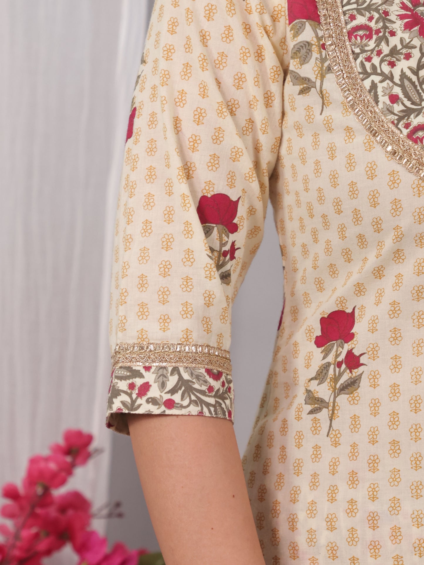 Soft Cotton Floral Straight Yellow Kurta