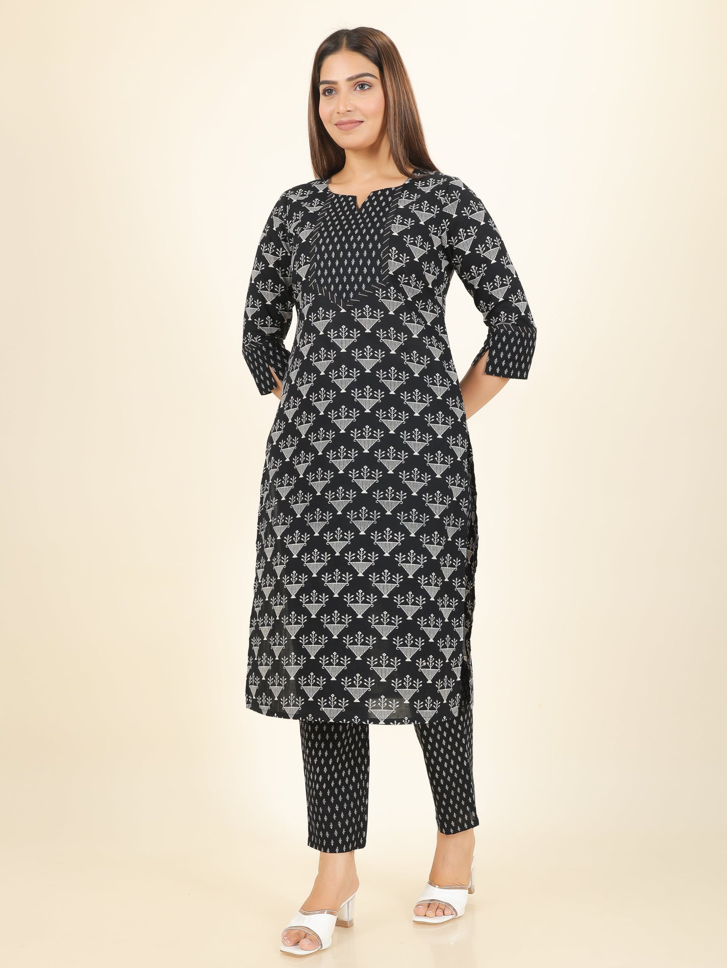 Soft Cotton Geometric Kurta