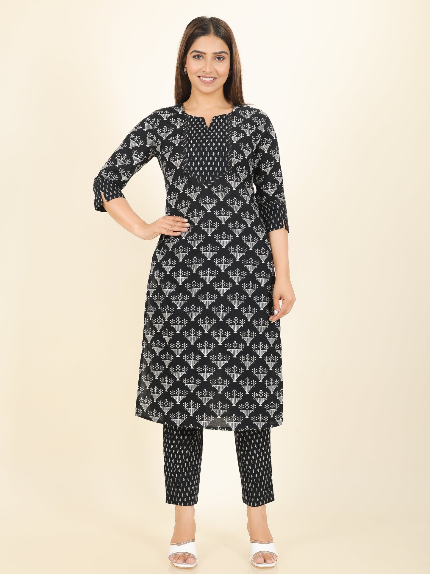 Soft Cotton Geometric Kurta