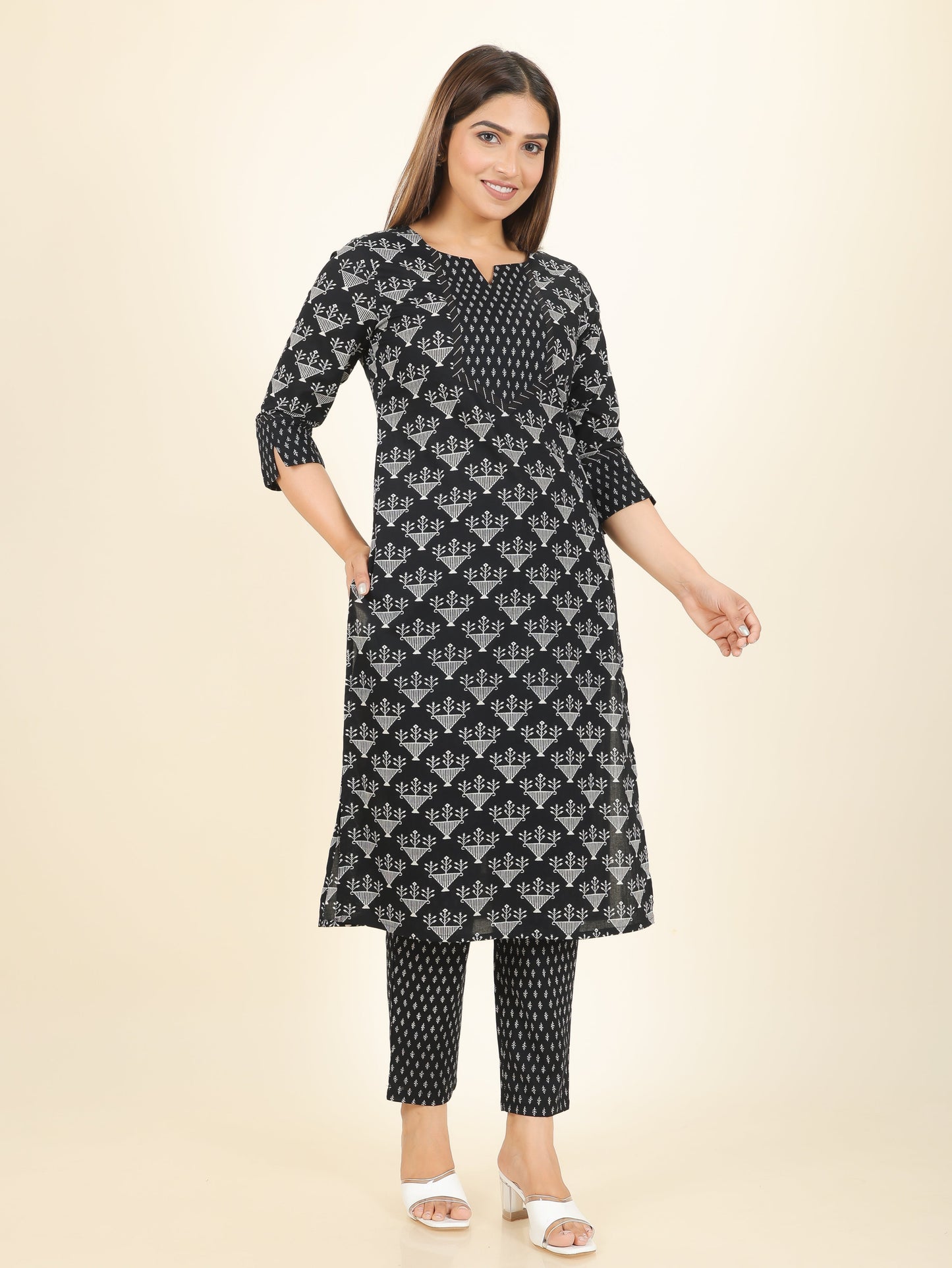 Soft Cotton Geometric Kurta