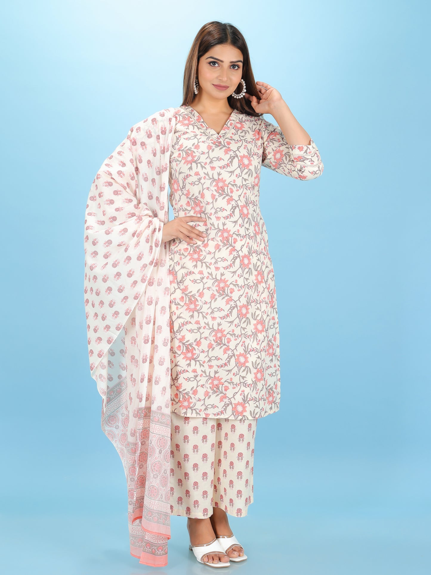 Soft Cotton Floral Kurta