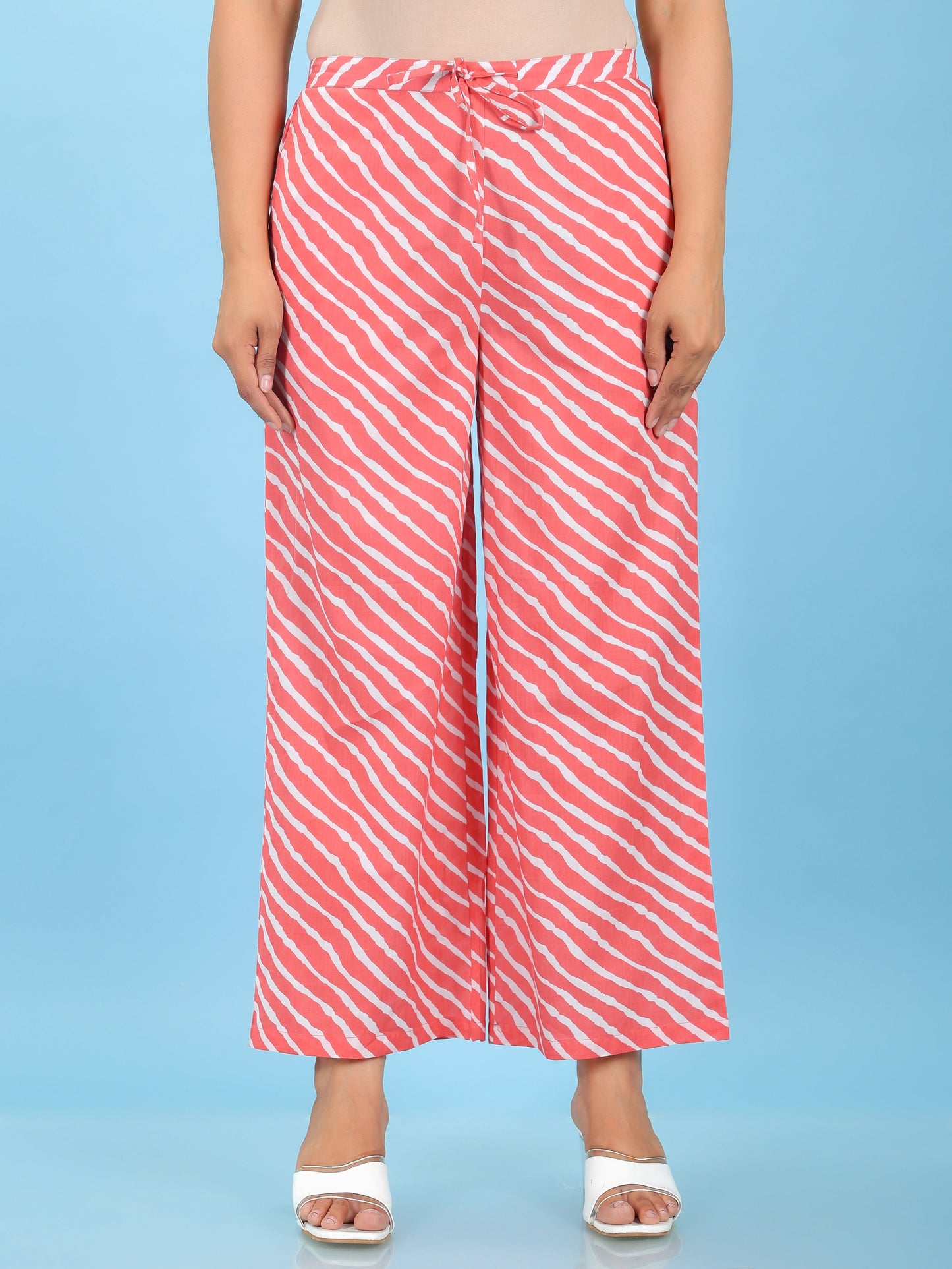 Soft Cotton Leheriya Pink Palazzo
