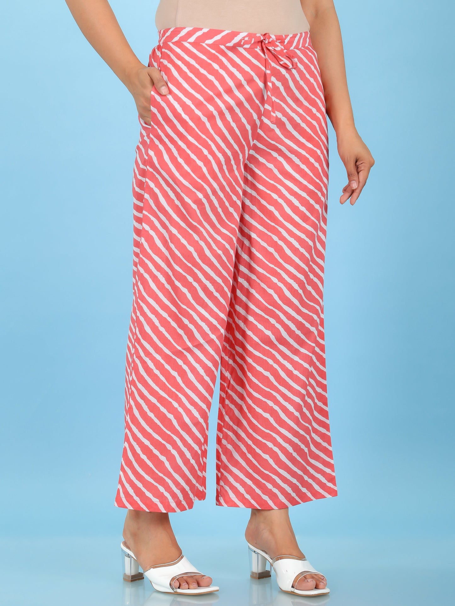 Soft Cotton Leheriya Pink Palazzo