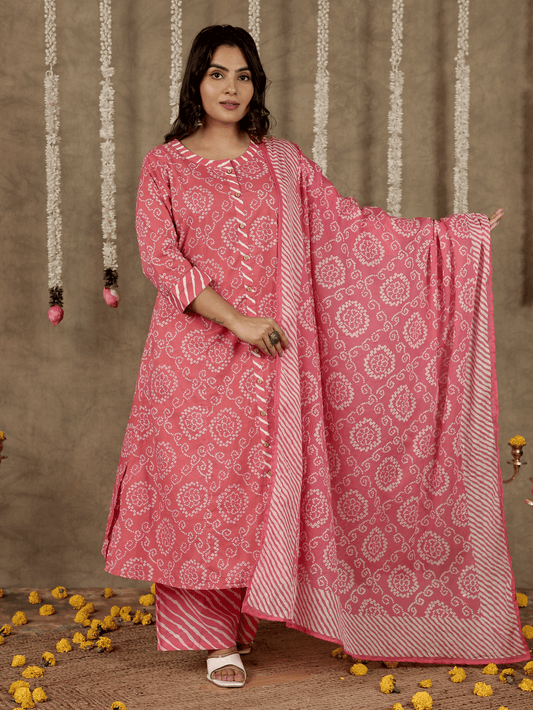 Cotton Voile Bandhani Pink Dupatta