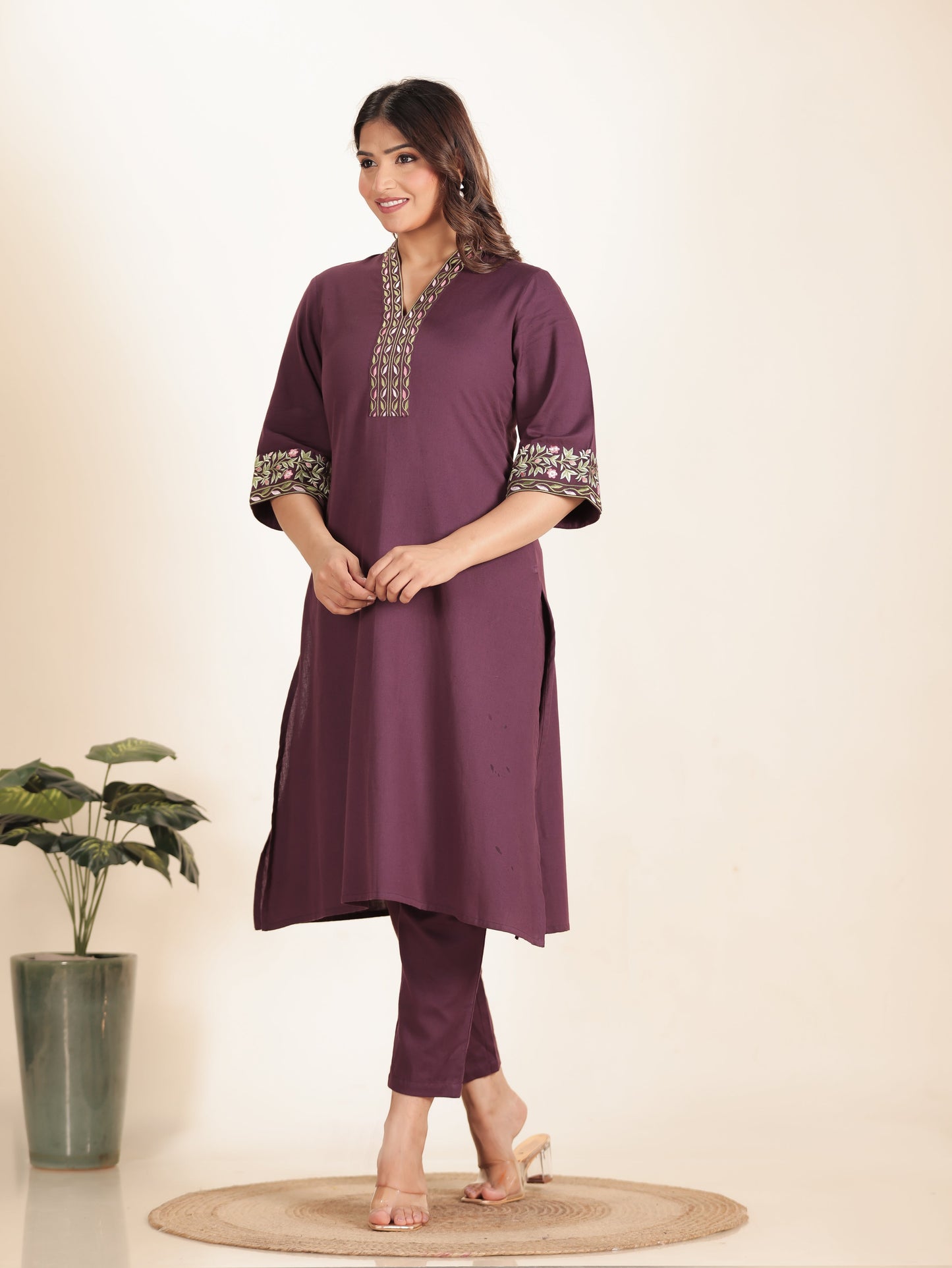 Linen Cotton Solid Kurta