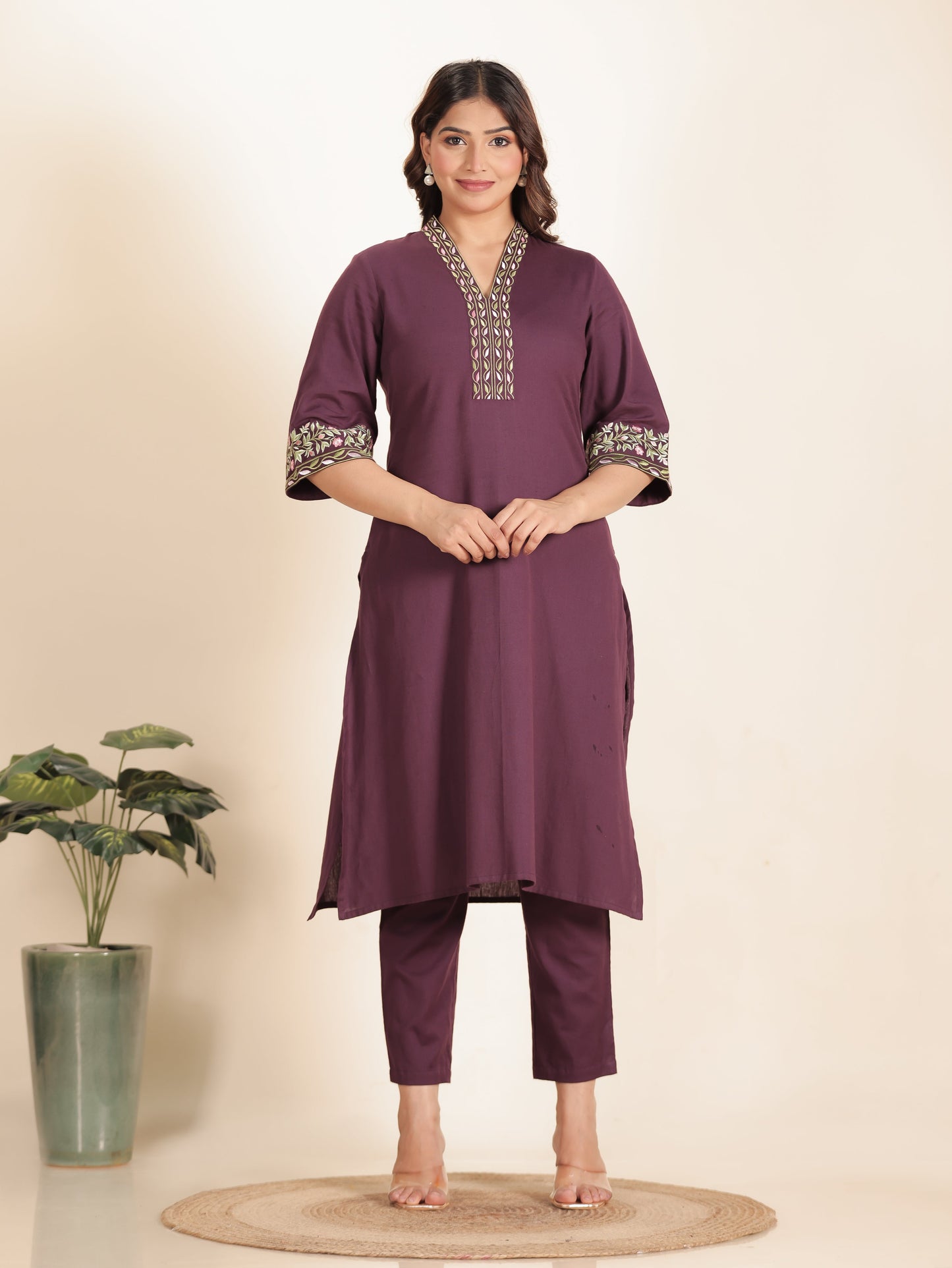 Linen Cotton Solid Kurta