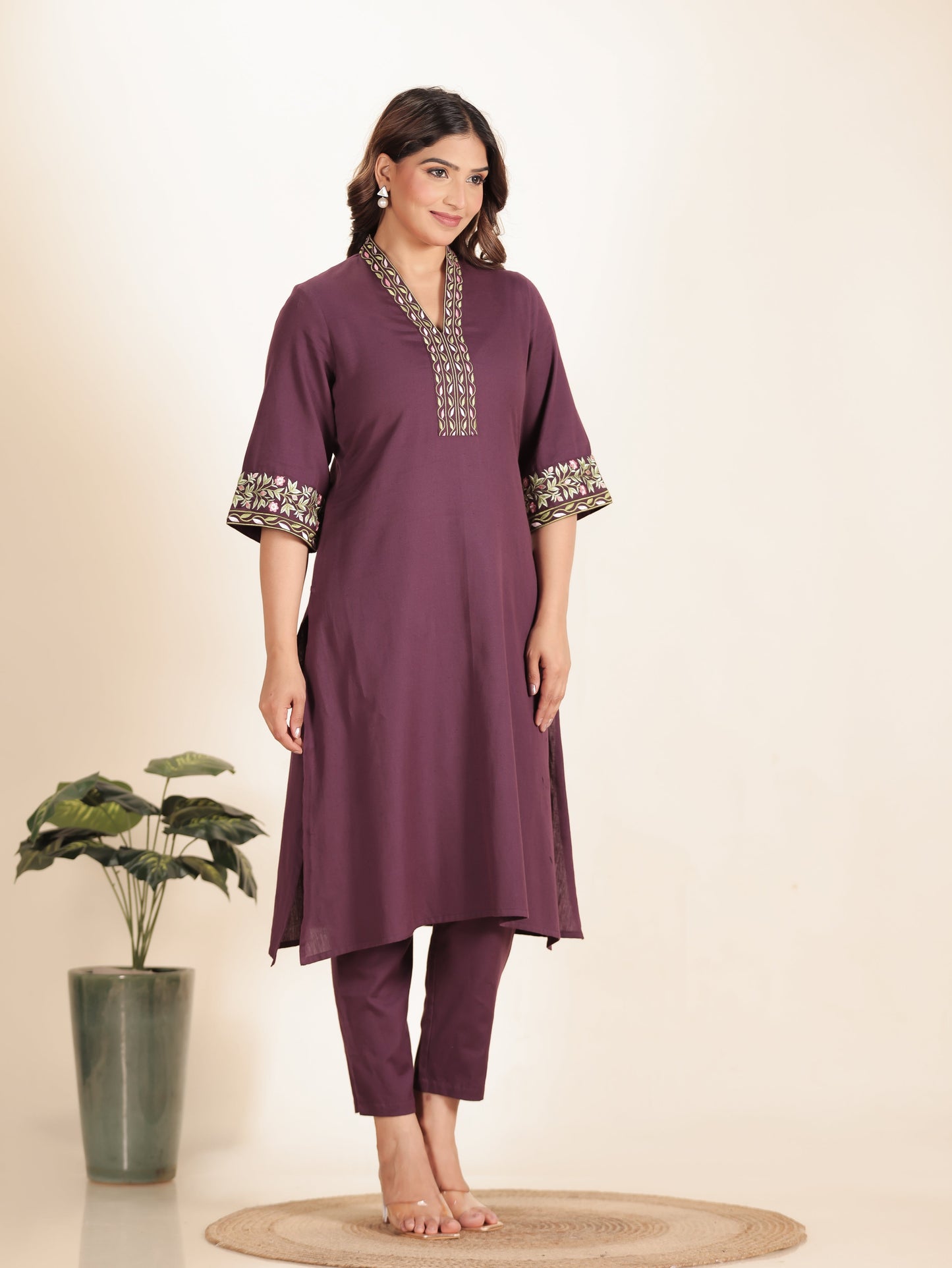 Linen Cotton Solid Kurta