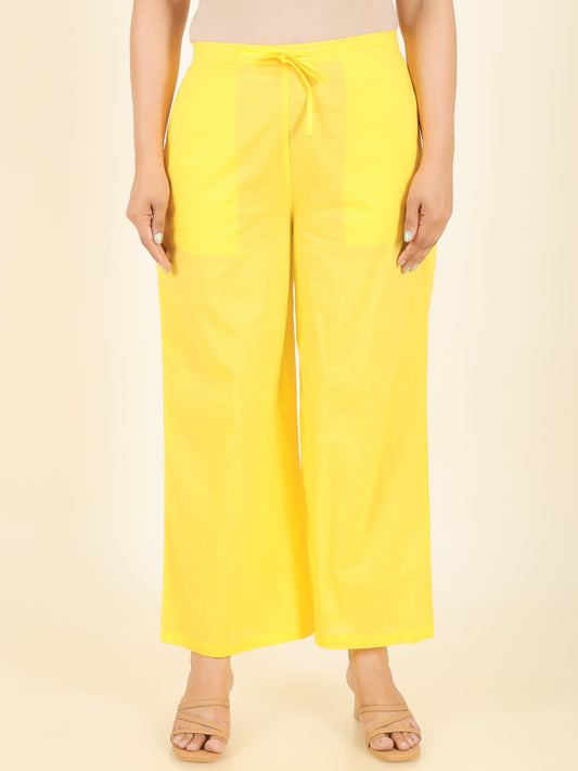 Soft Cotton Solid Yellow Palazzo