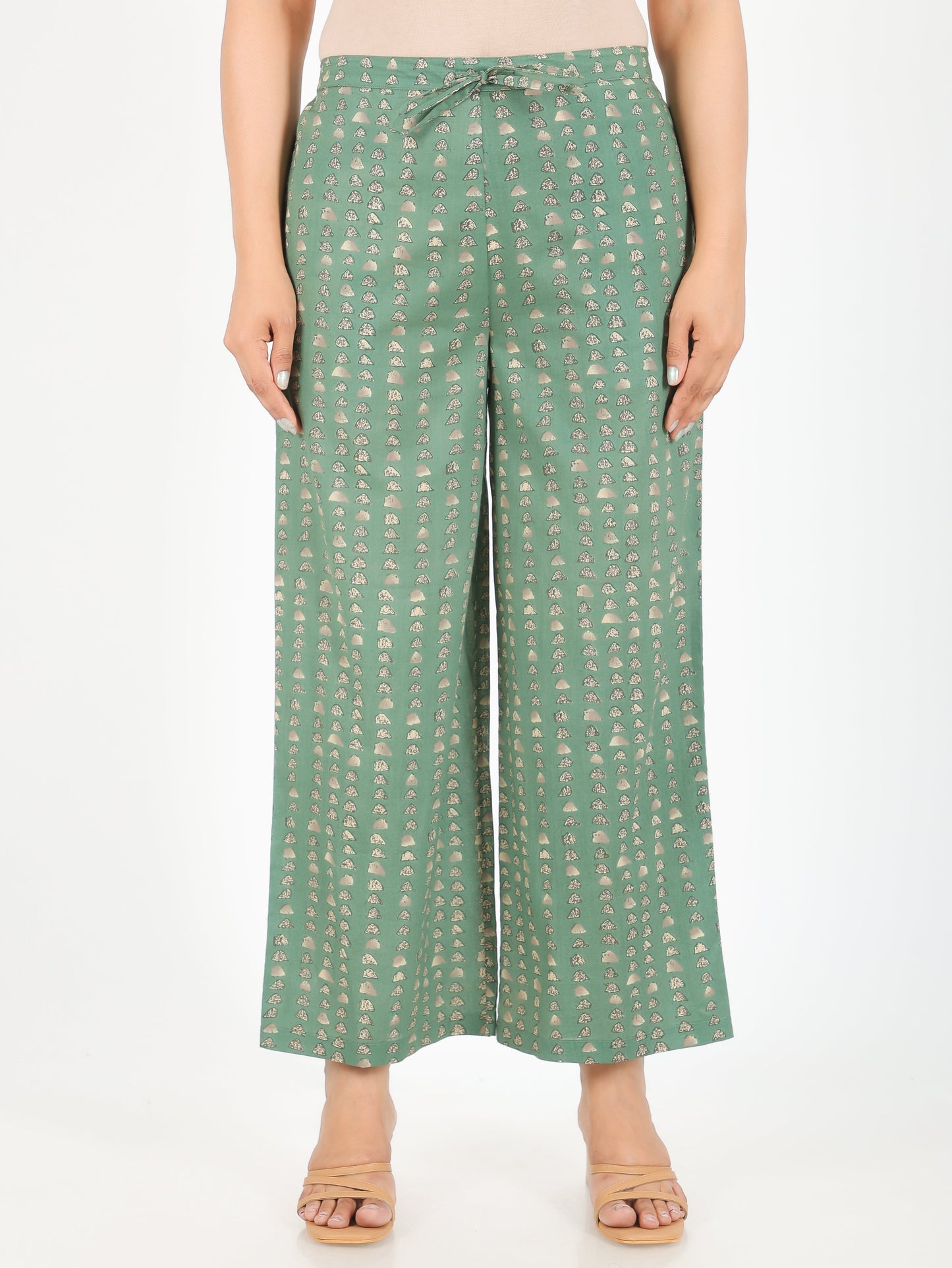 Soft Cotton Abstract Green Palazzo