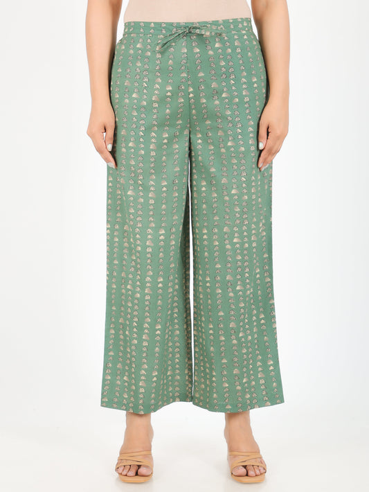 Soft Cotton Abstract Green Palazzo