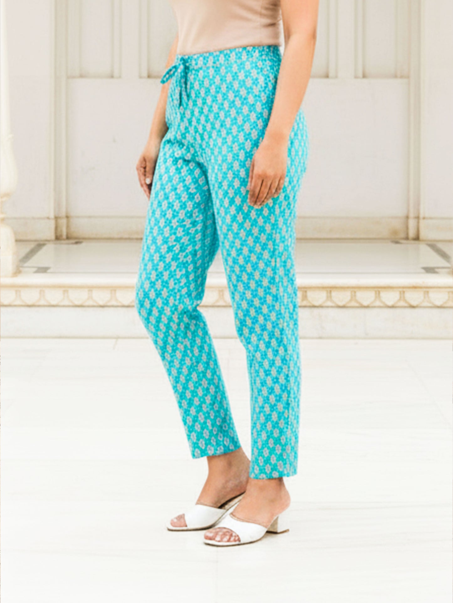 Soft Cotton Floral Straight Blue Kurta
