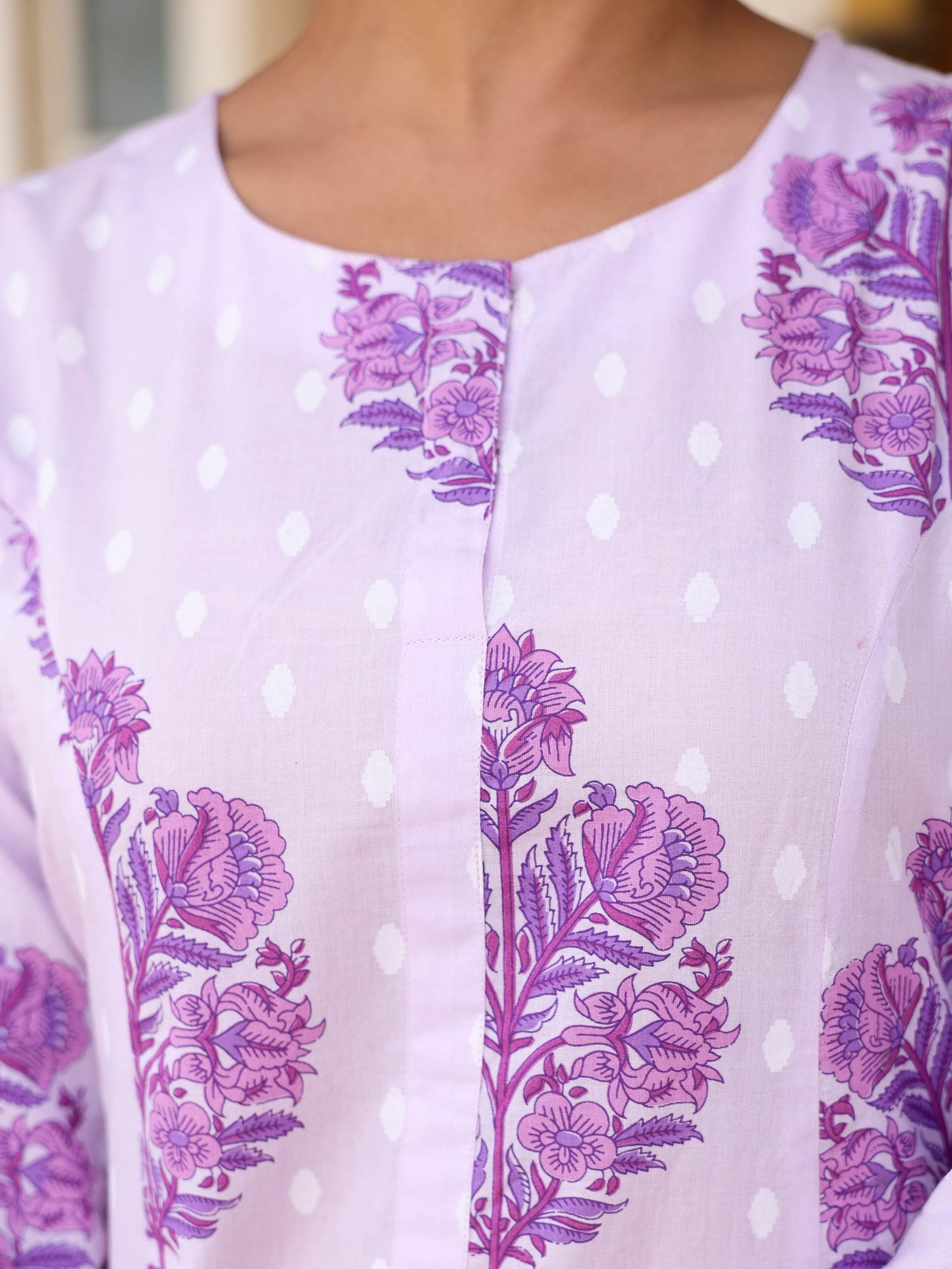 Soft Cotton Floral Flared Mauve Kurta