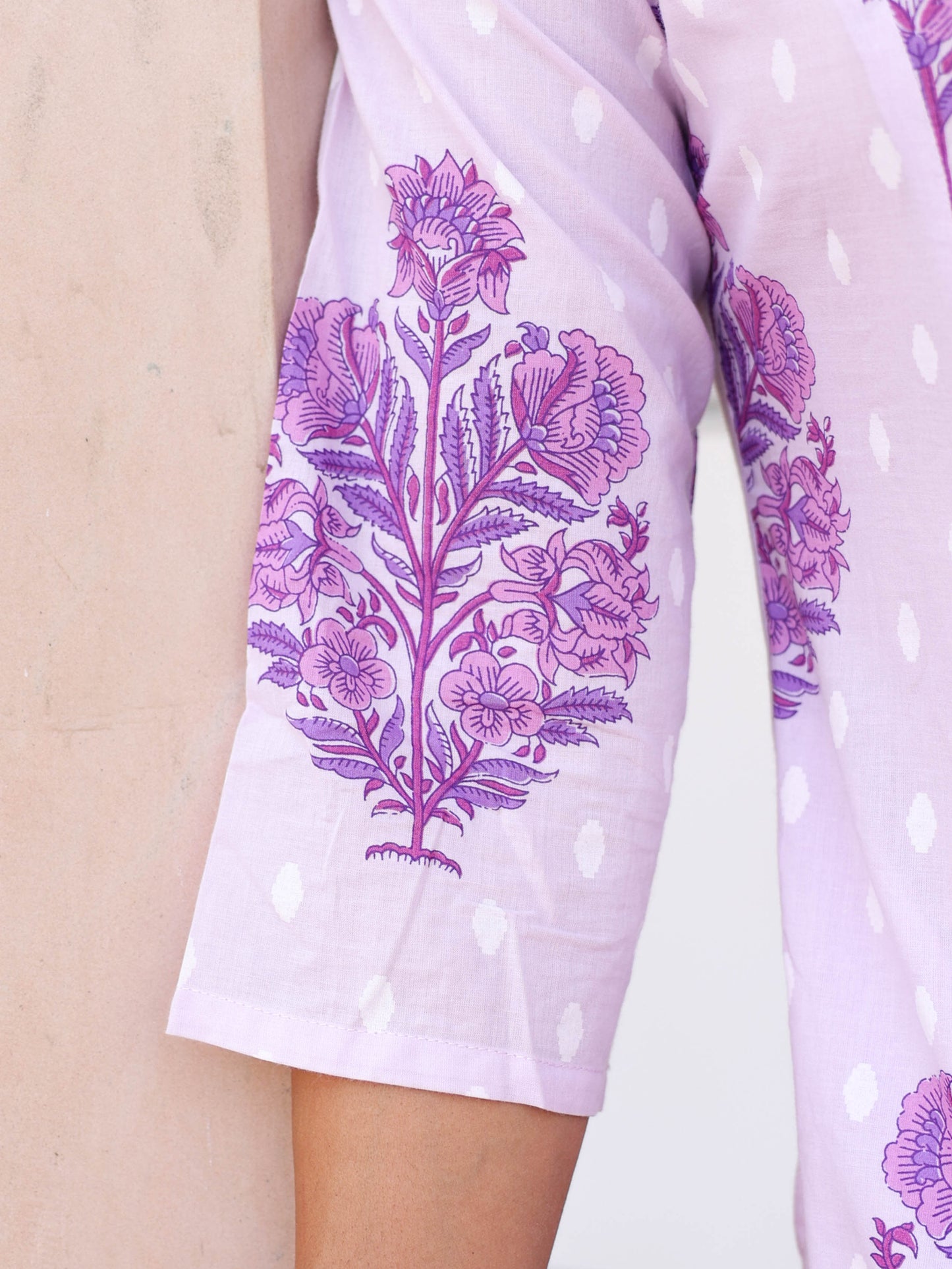 Soft Cotton Floral Flared Mauve Kurta