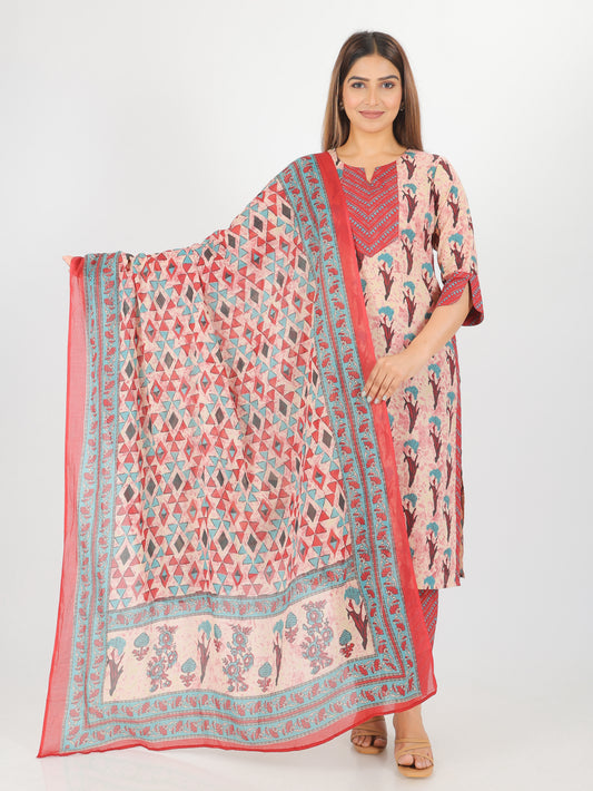 Soft Cotton Floral Straight Pink Kurta