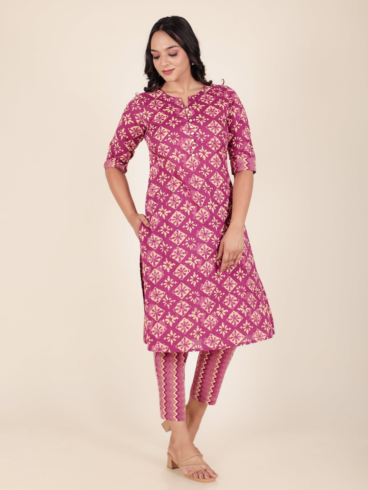 Soft Cotton Geometric Kurta