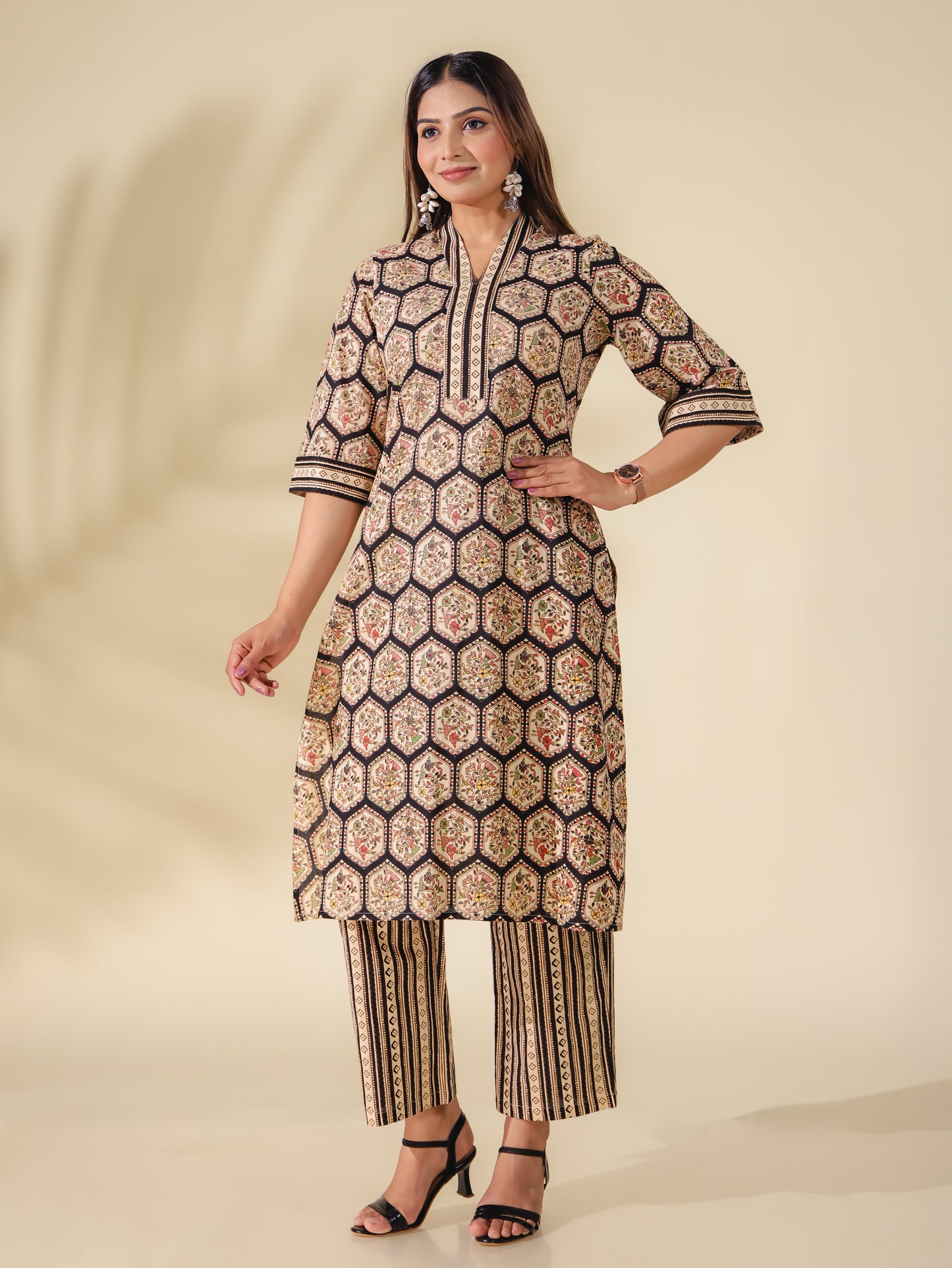 Soft Cotton Geometric Kurta