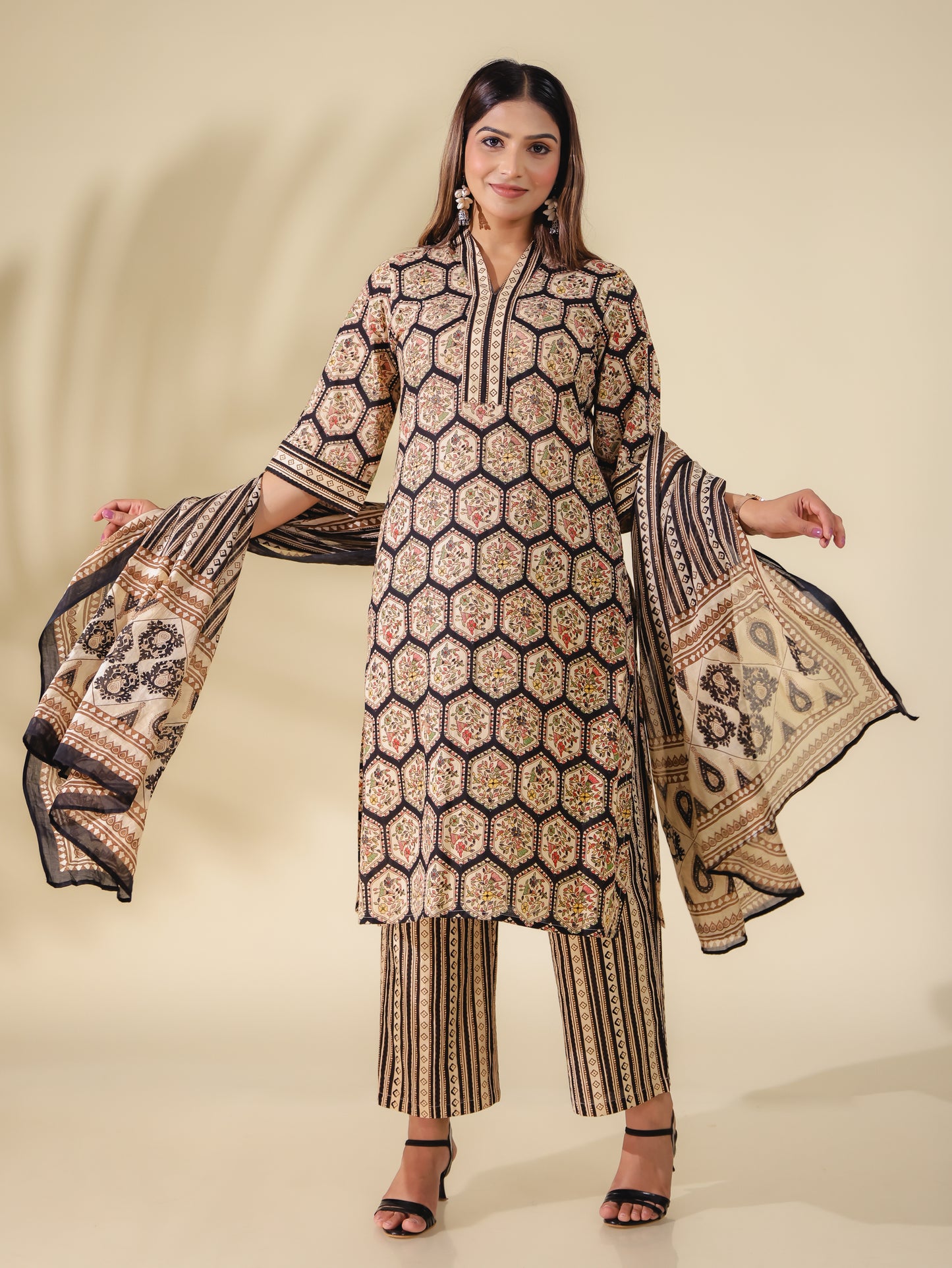 Soft Cotton Geometric Kurta