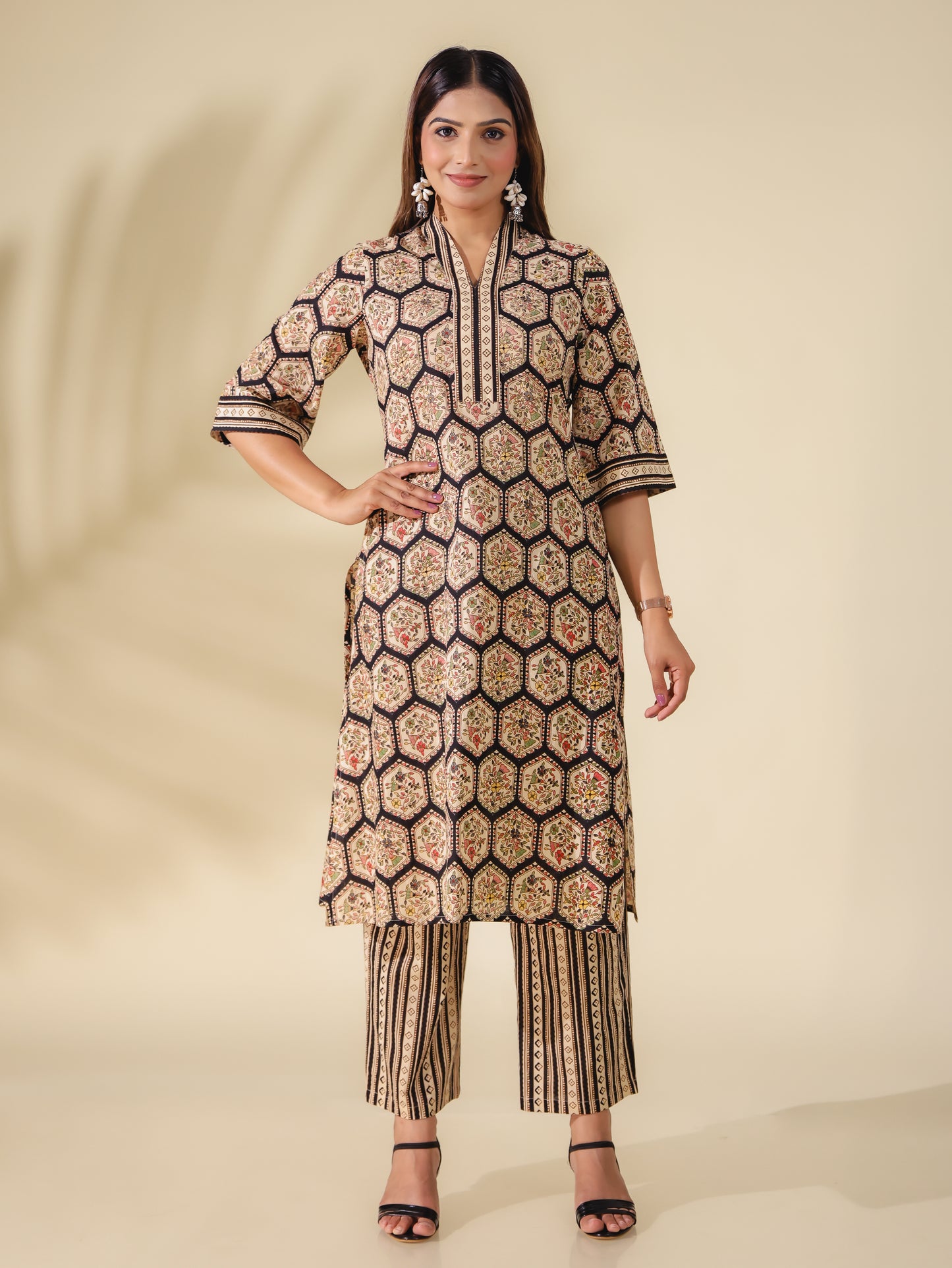 Soft Cotton Geometric Kurta