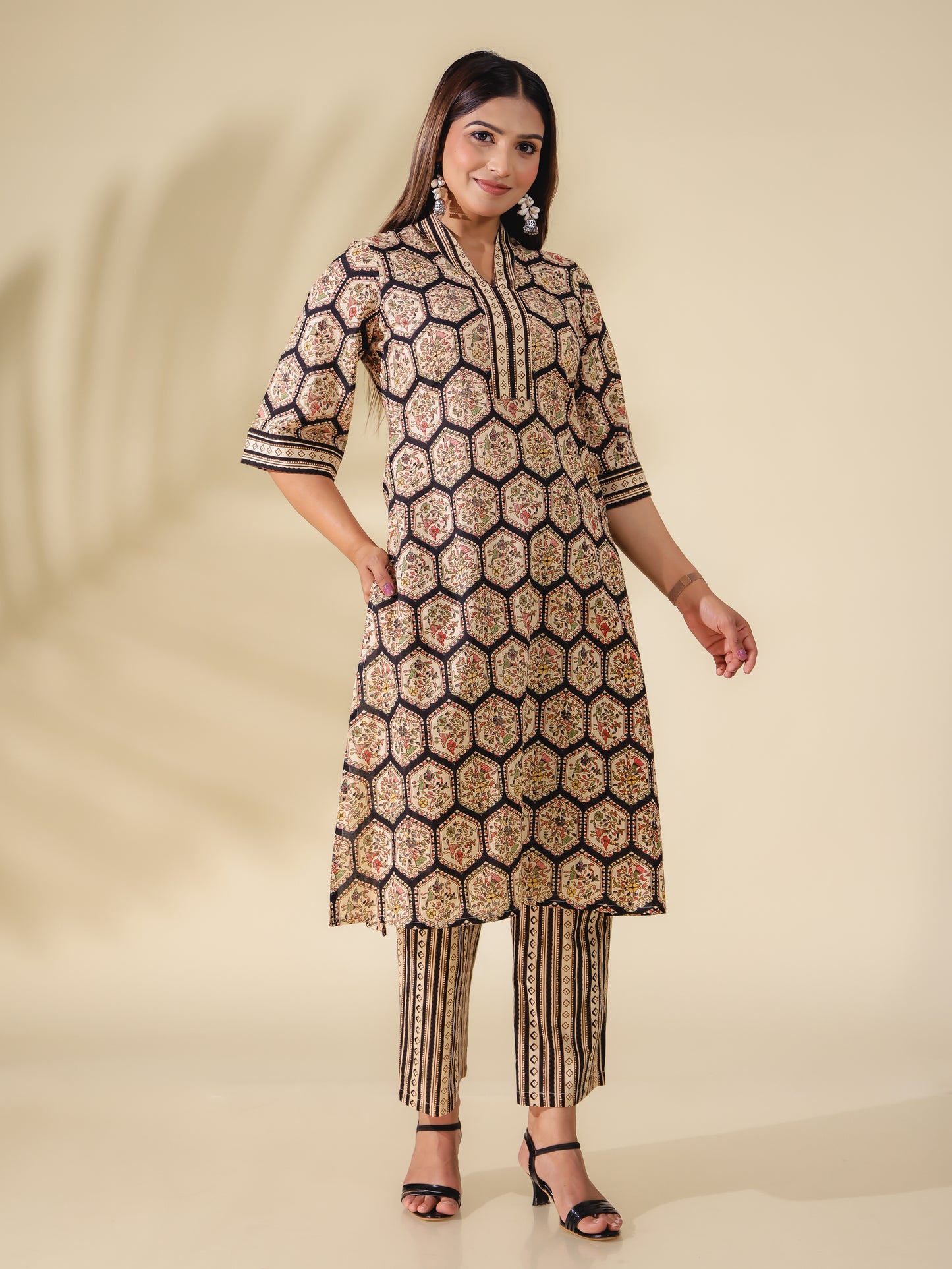 Soft Cotton Geometric Kurta