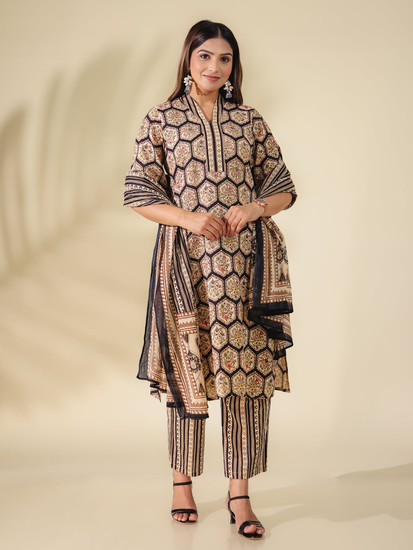 Soft Cotton Geometric Kurta