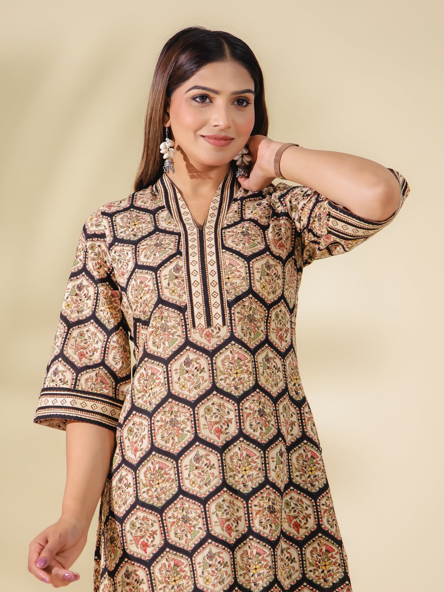 Soft Cotton Geometric Kurta