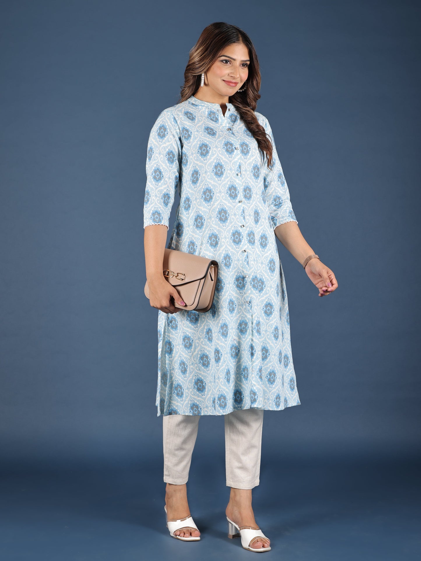 Linen Cotton Ikat Kurta