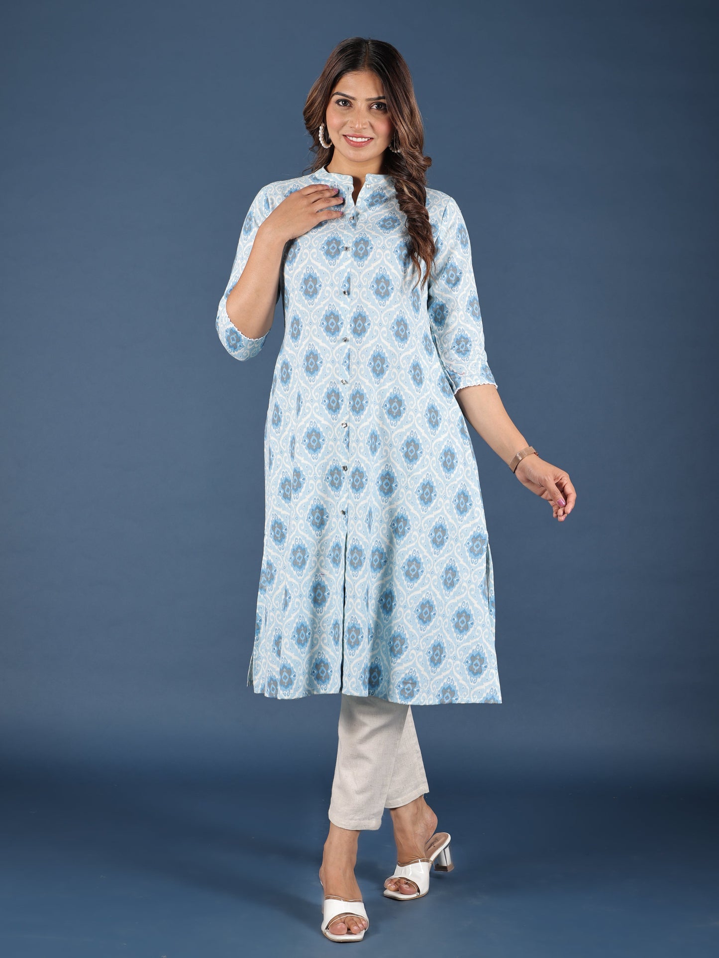 Linen Cotton Ikat Kurta