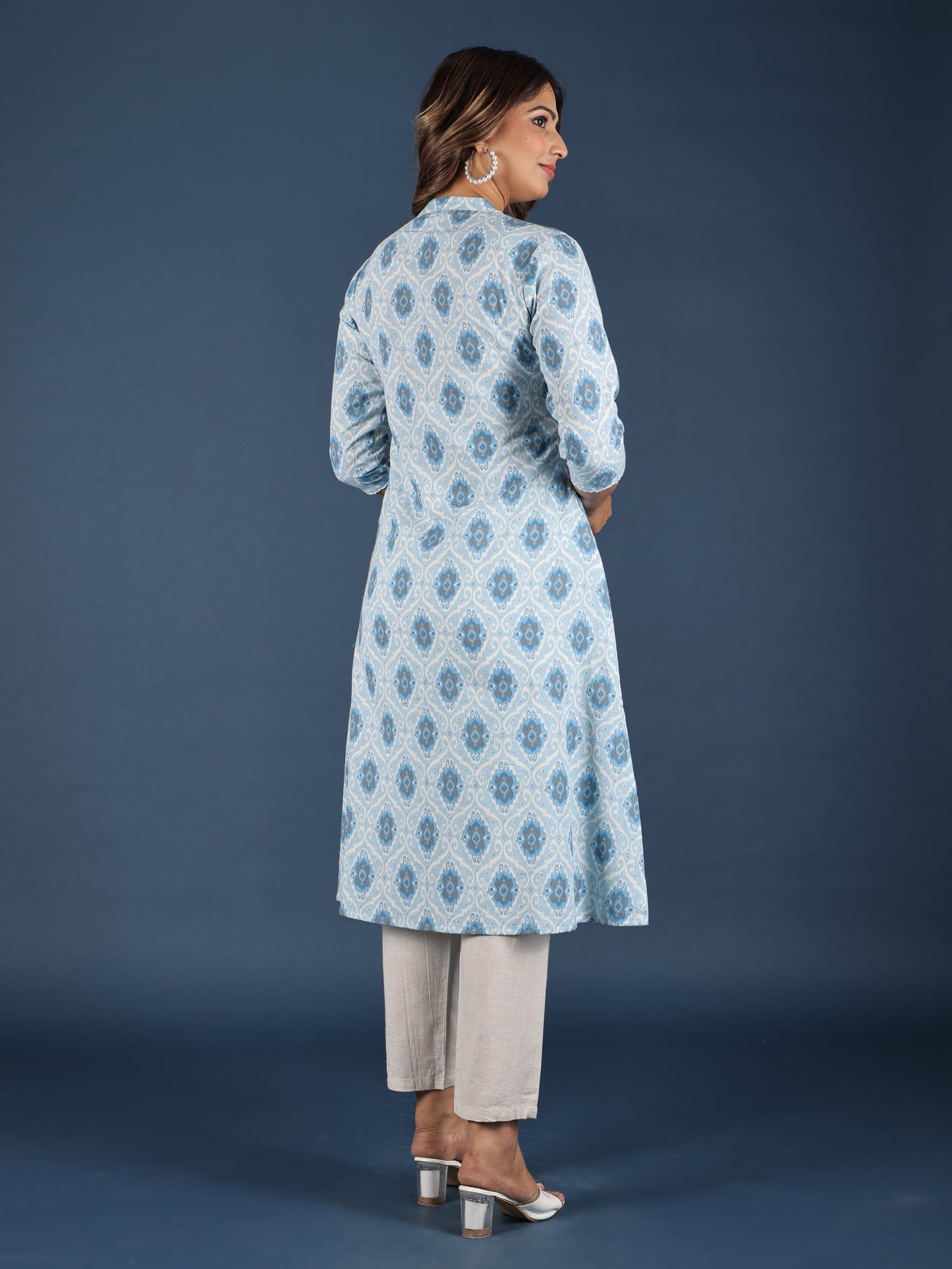 Linen Cotton Ikat Kurta