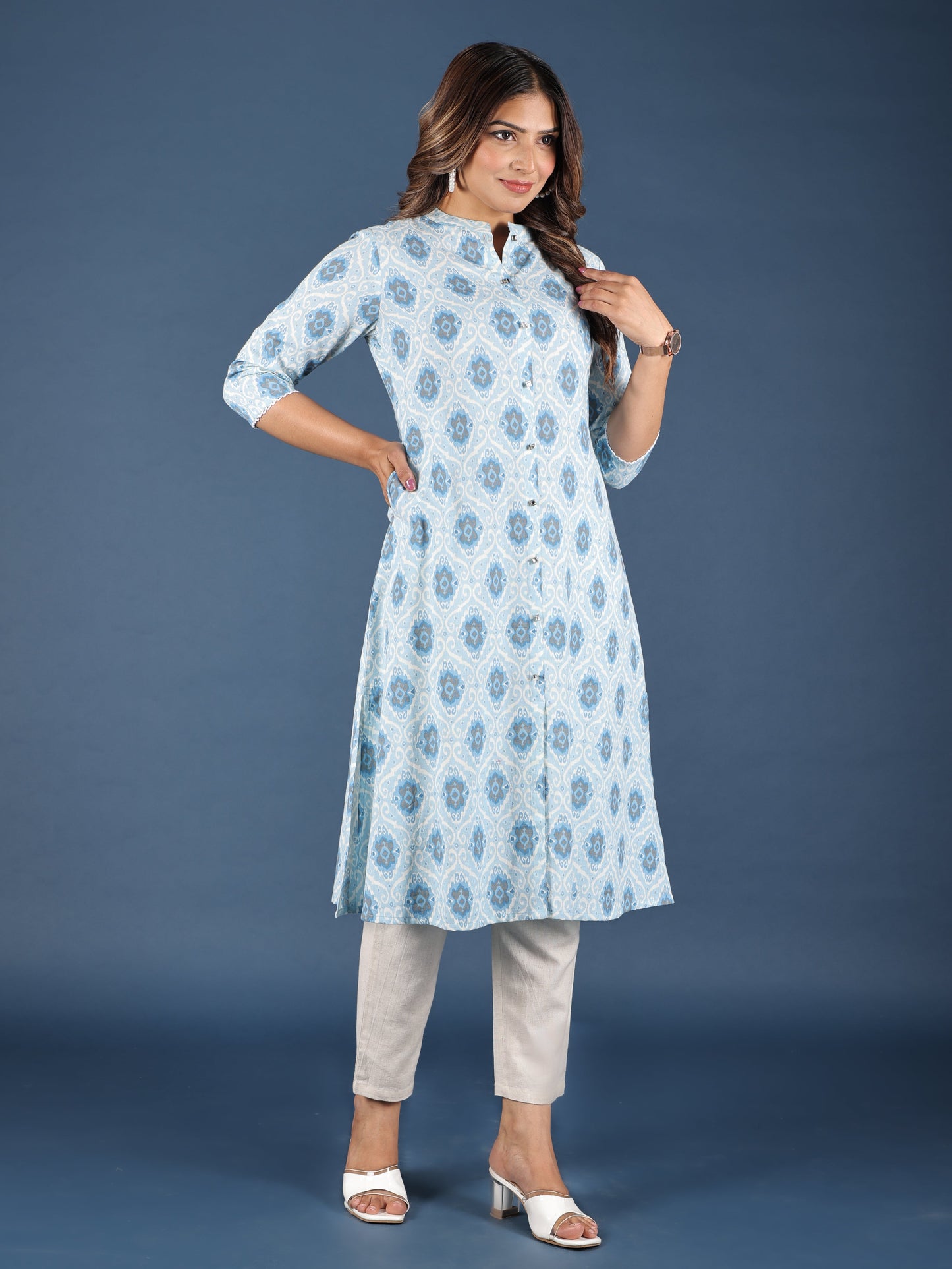 Linen Cotton Ikat Kurta