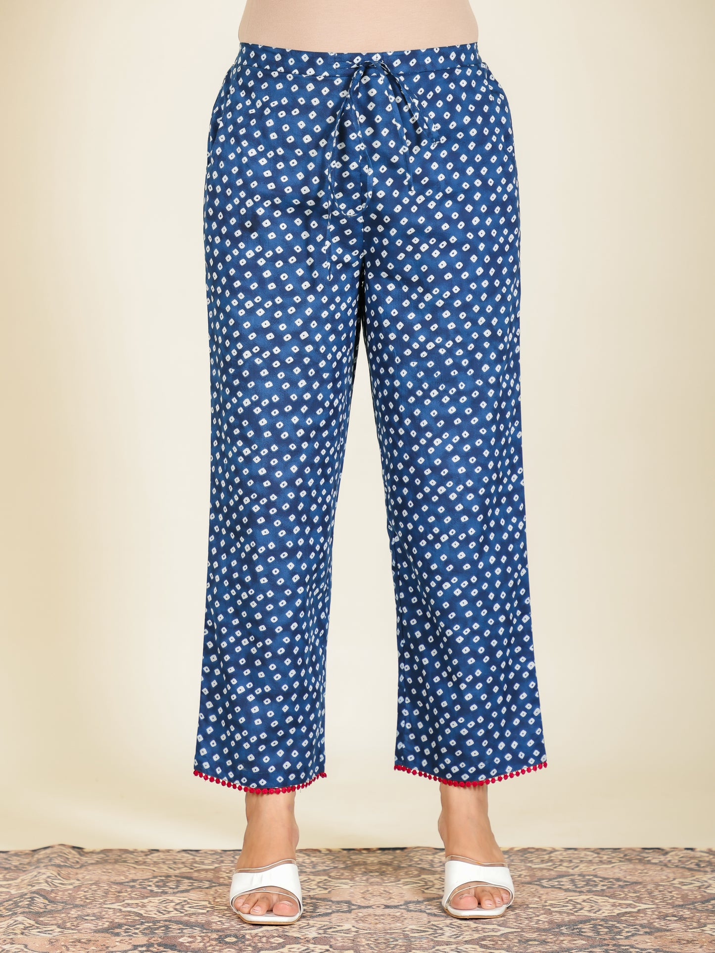 Embroidered Soft Cotton Block Print A-line Blue Kurta
