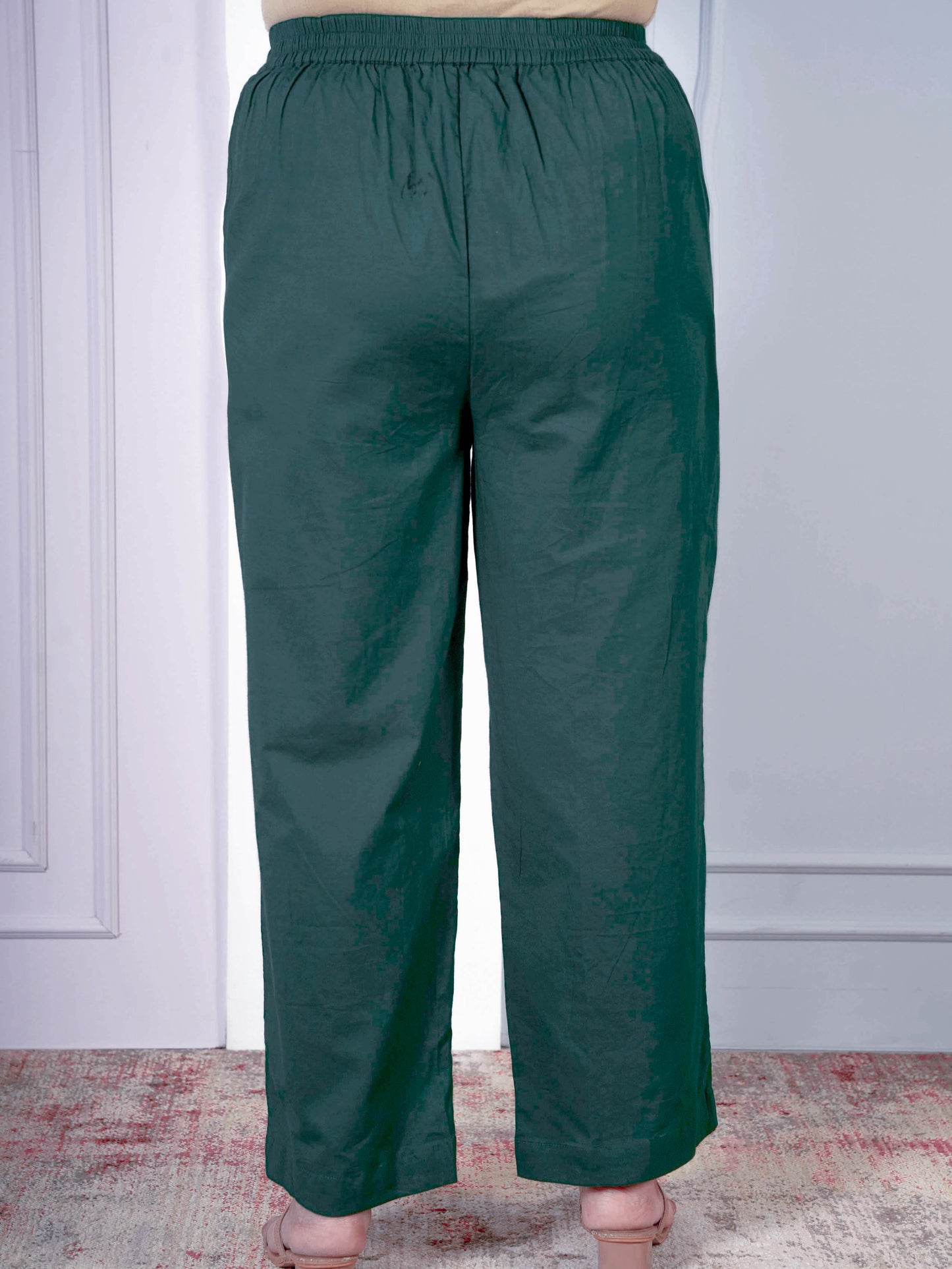 Embroidered Soft Cotton Solid Straight Green Kurta