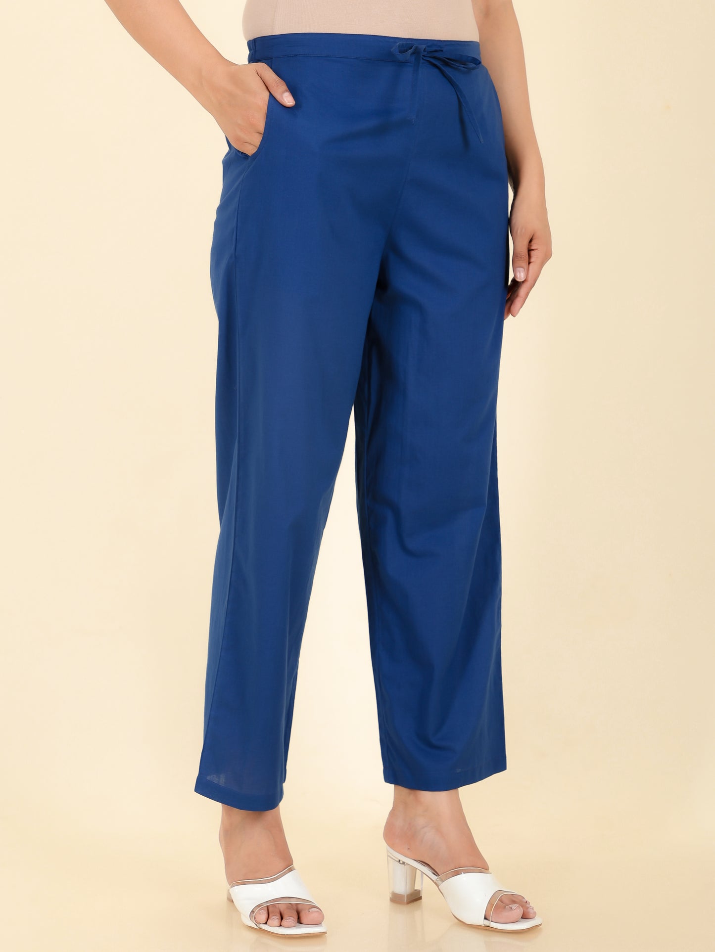 Soft Cotton Solid Straight Blue Kurta