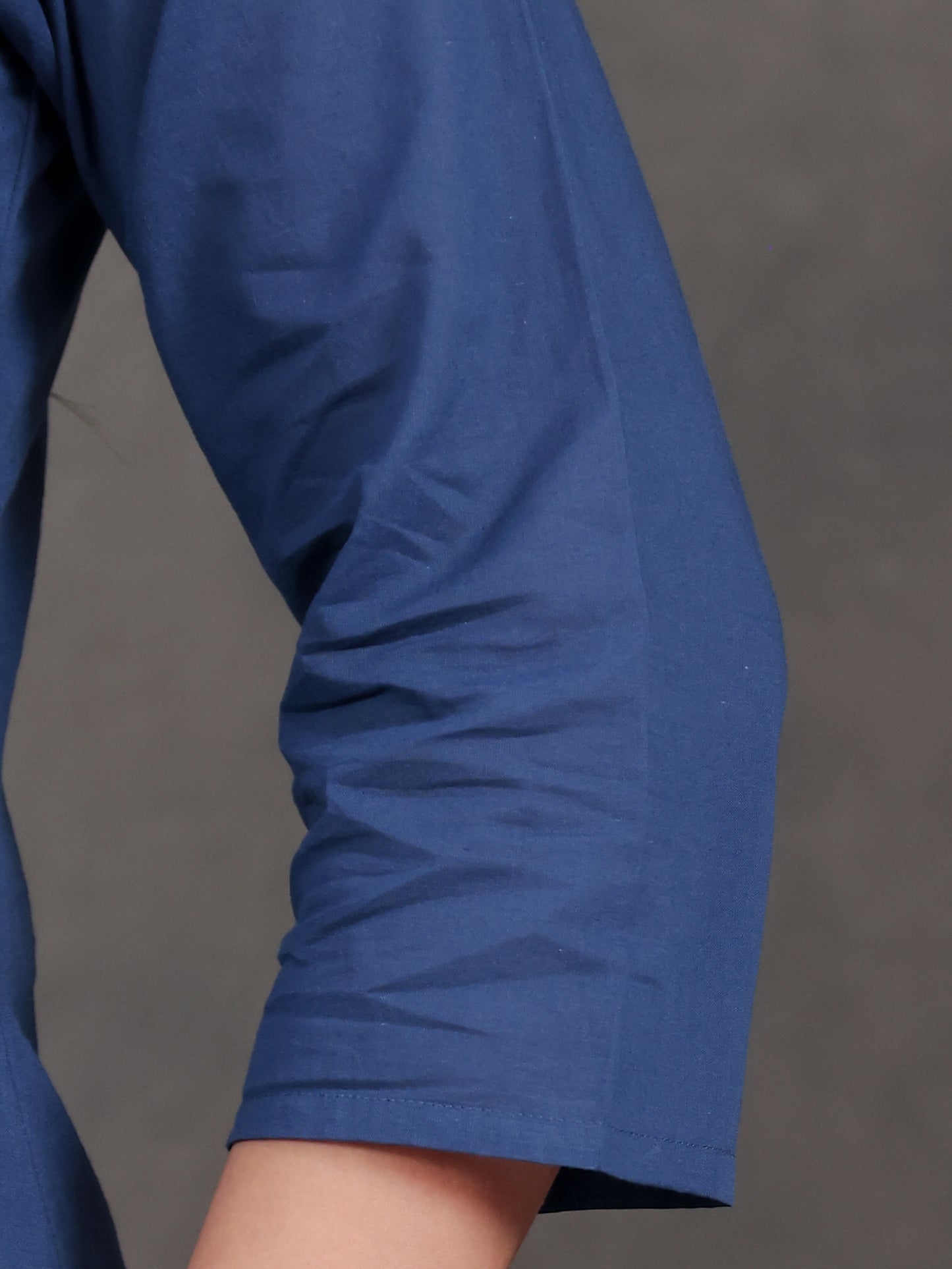 Soft Cotton Solid Straight Blue Kurta