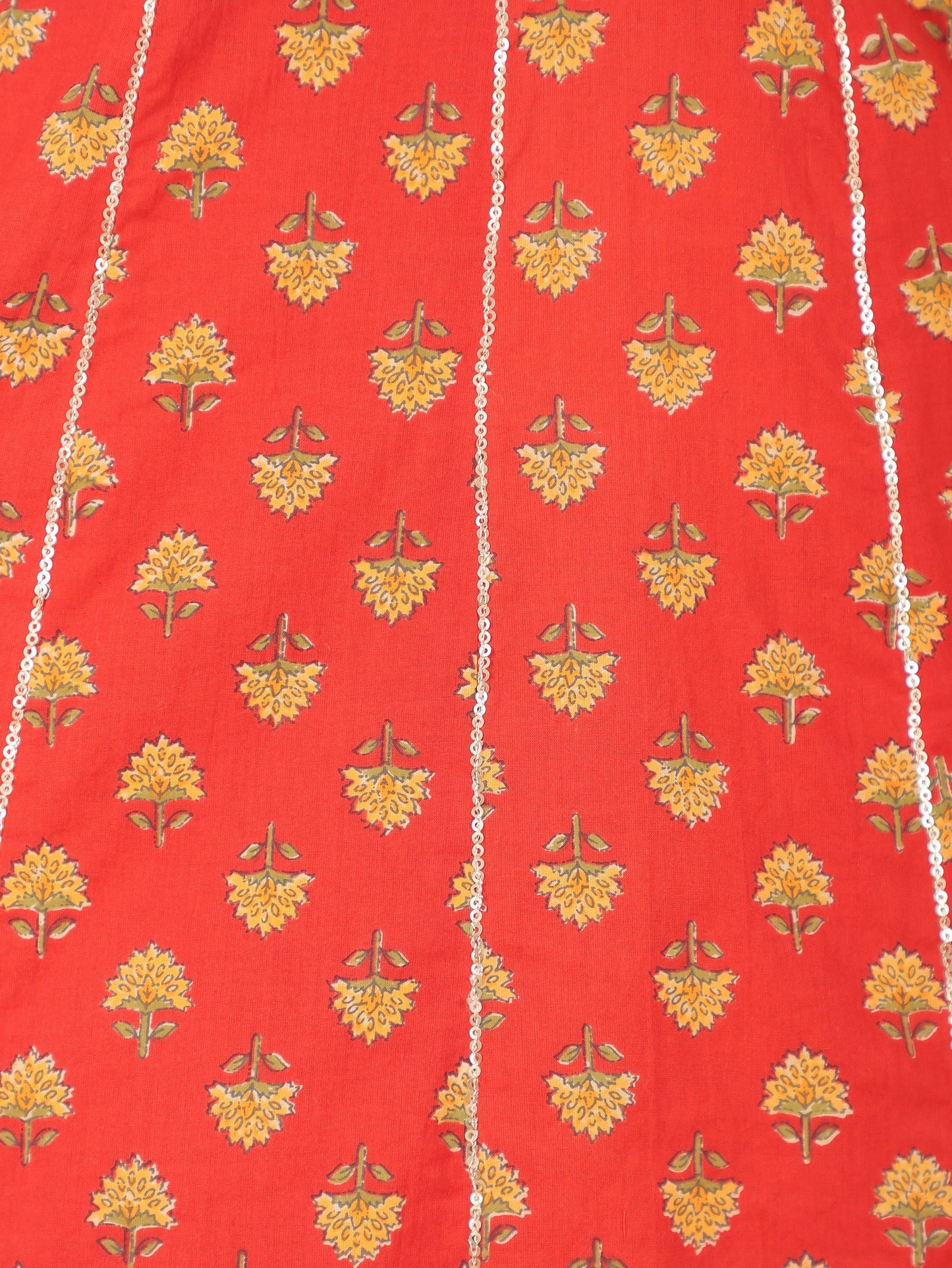 Embroidered Soft Cotton Floral Anarkali Yellow Kurta