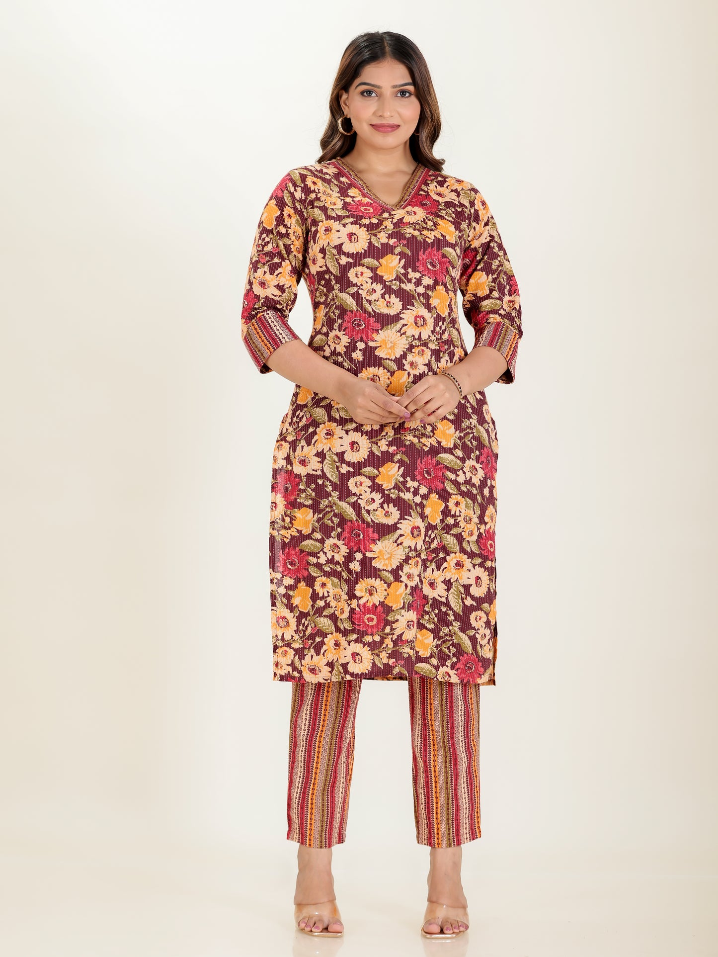 Kantha Cotton Floral Kurta